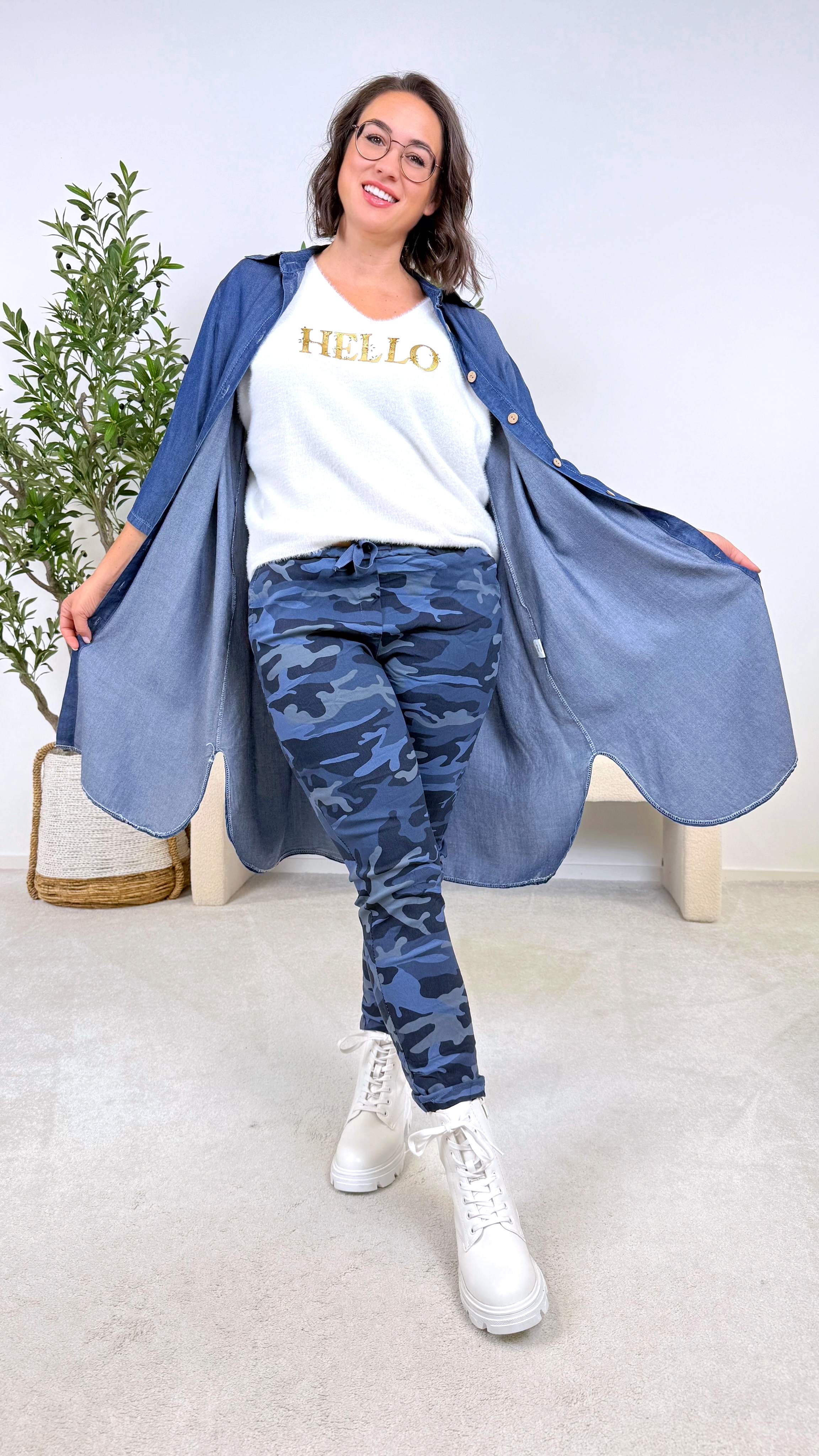 Jeanshemd Blue Script