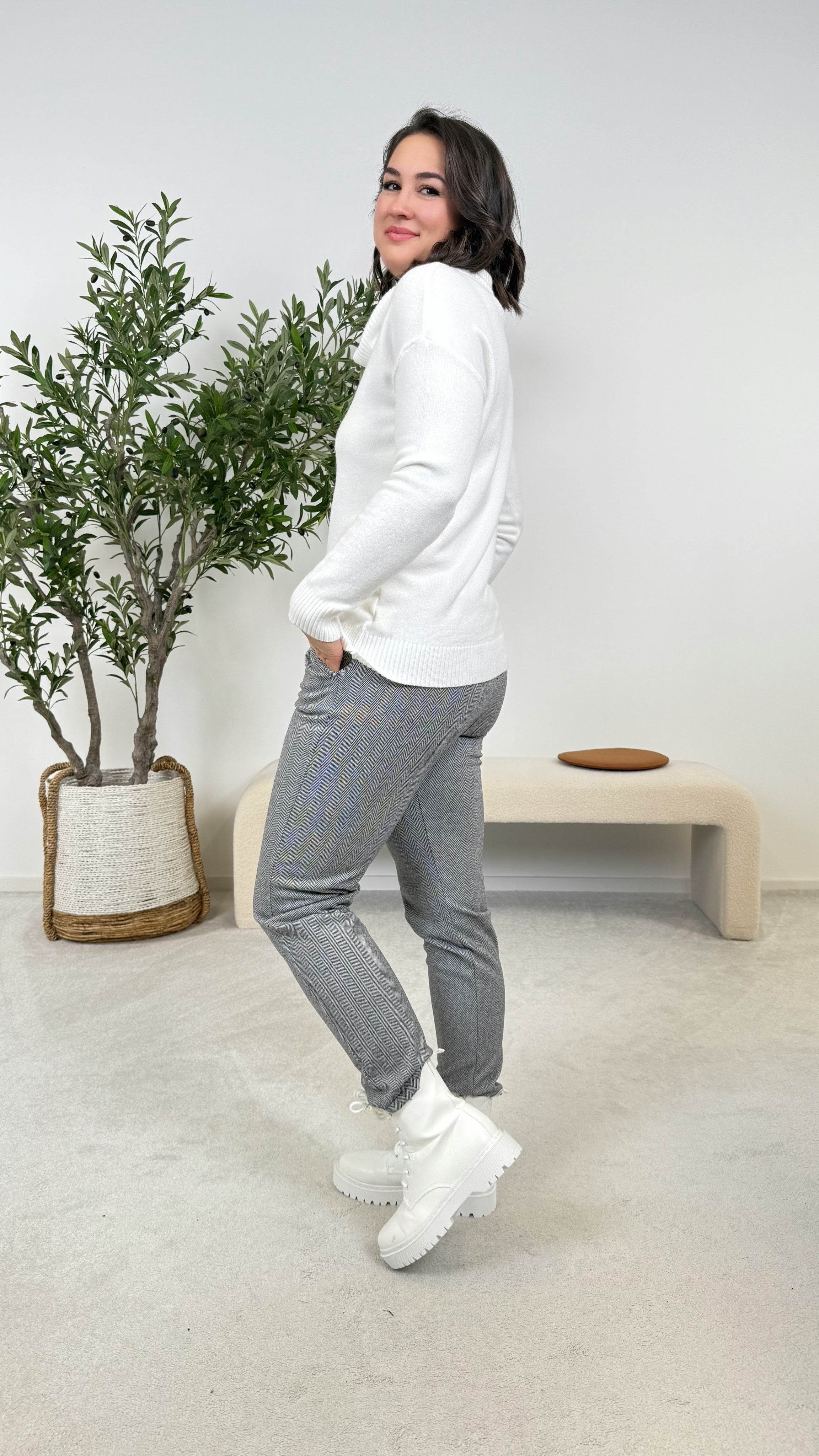 Hose Mara Tweed *Hellgrau*