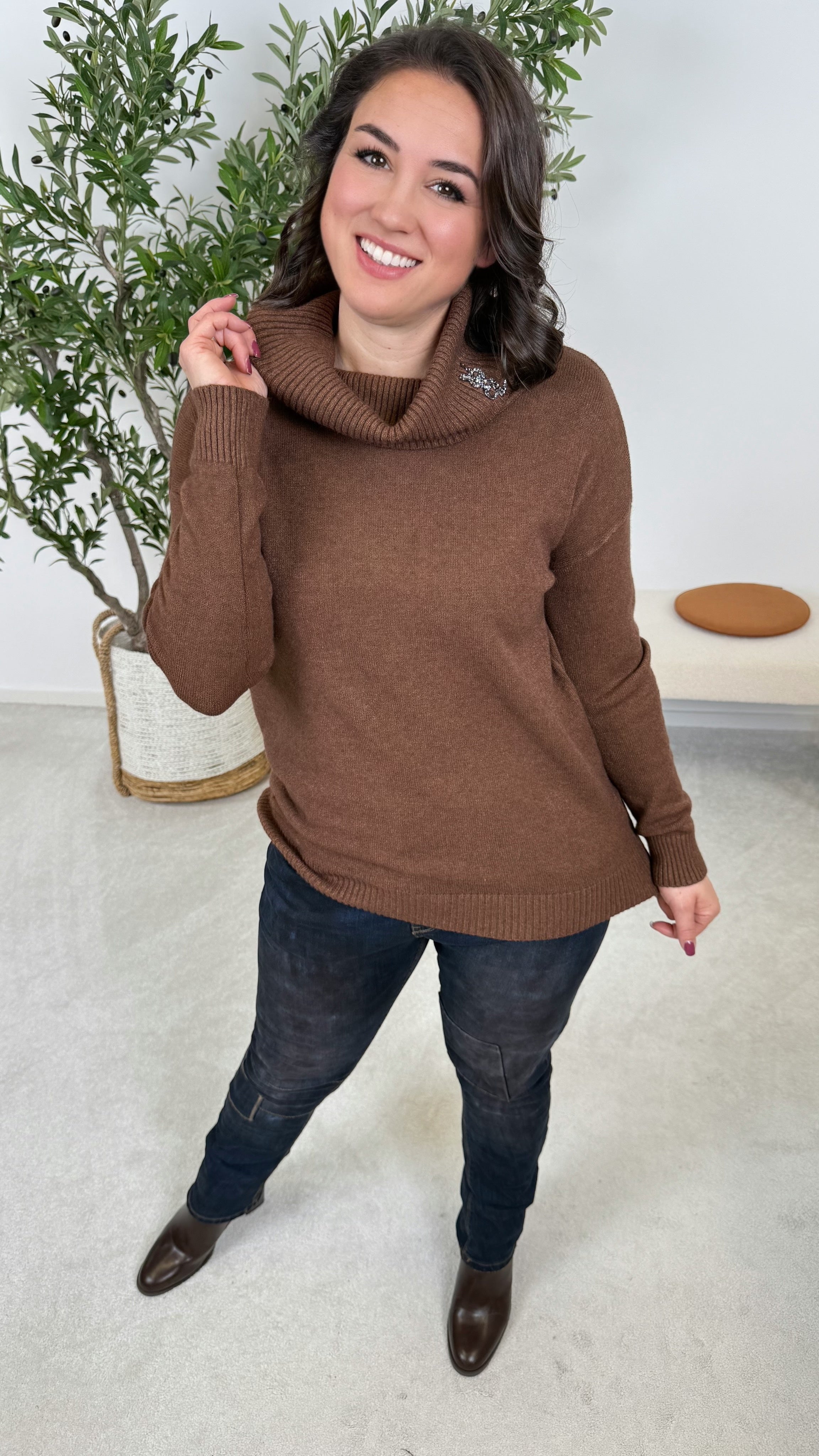 Rollkragenpullover Rhea Luxe *Schoko*