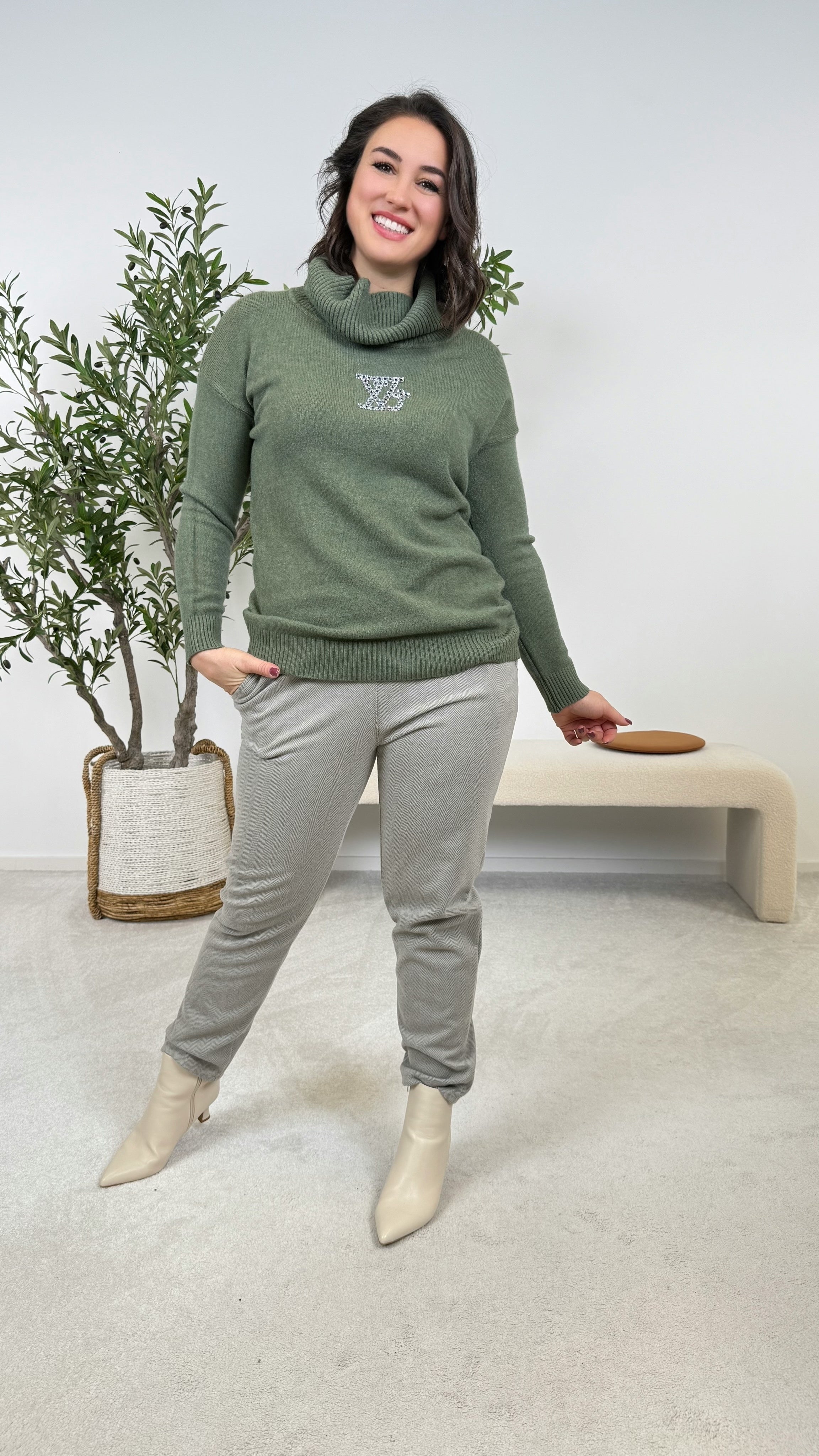 Rollkragenpullover Glam Aura *Khaki*