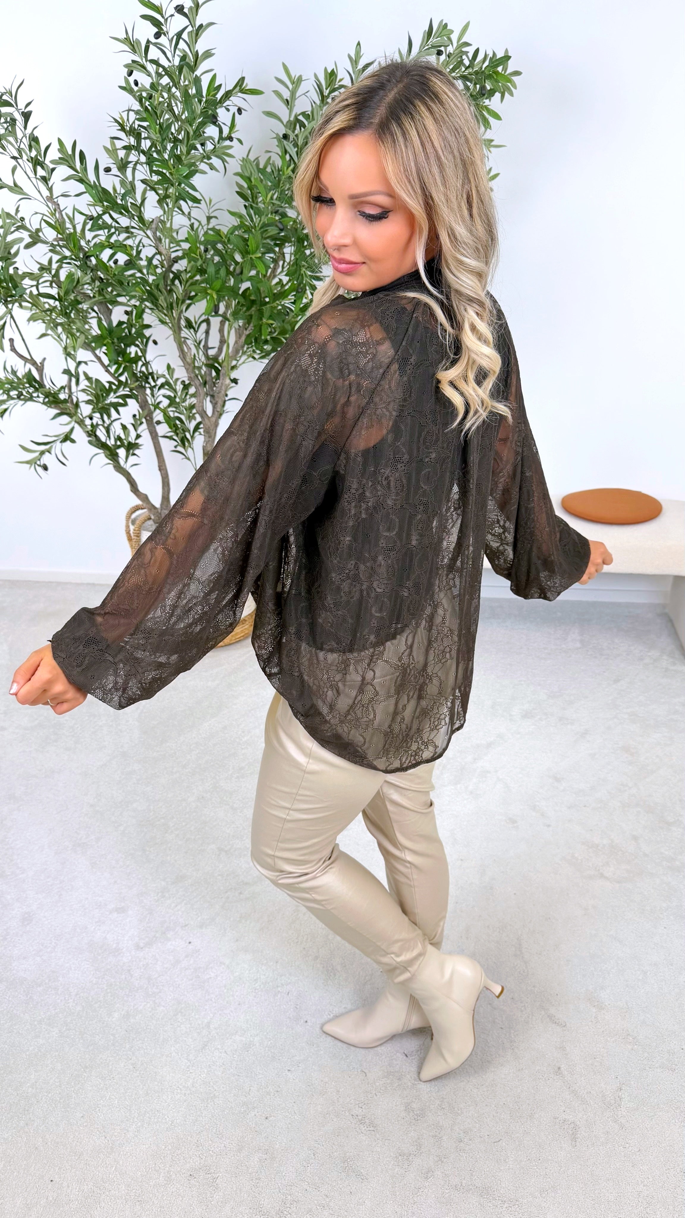 Spitzenbluse Crème De La Crème *Dunkelbraun*