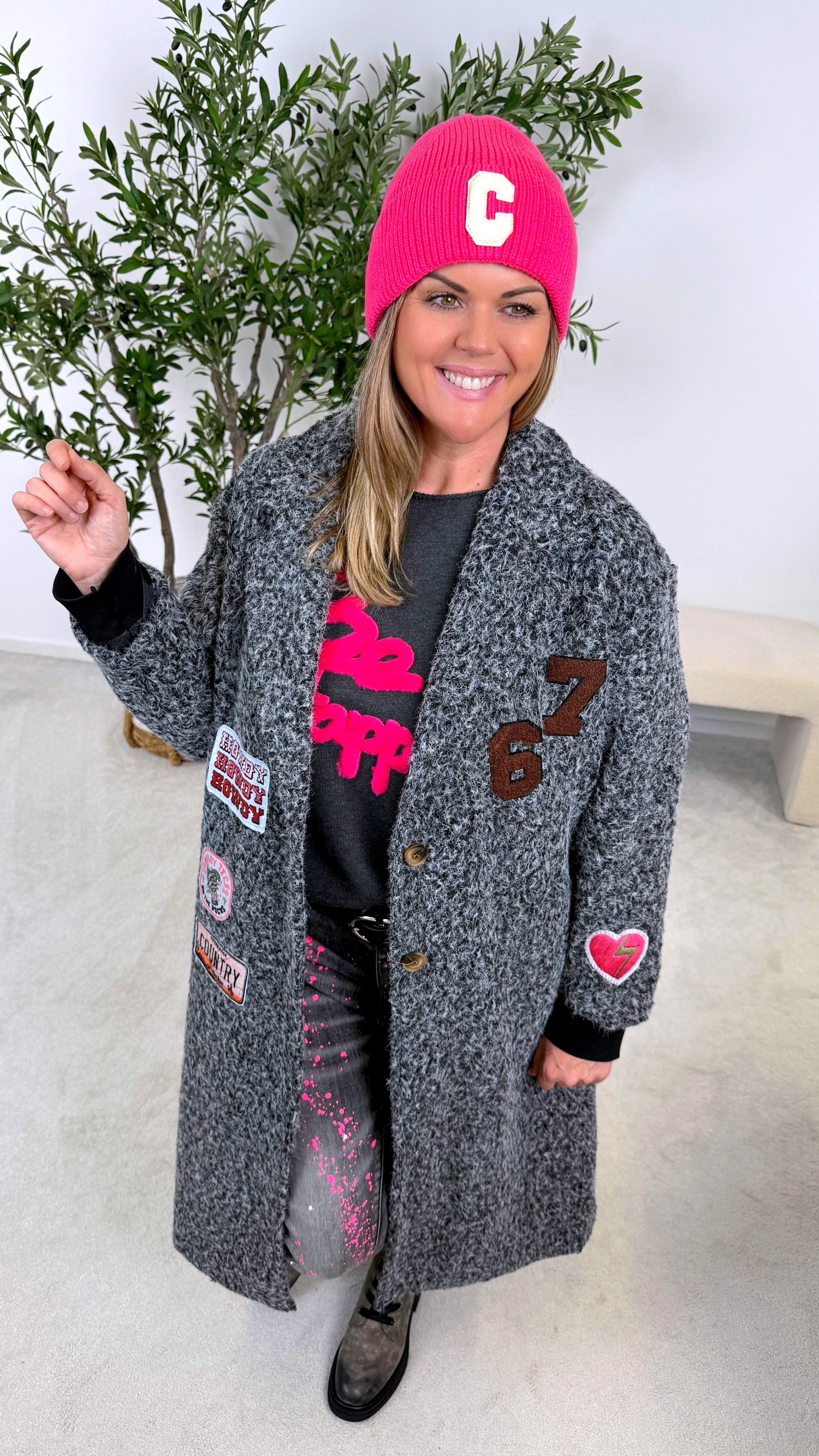 Mantel Urban Cowgirl *Grau-Meliert*