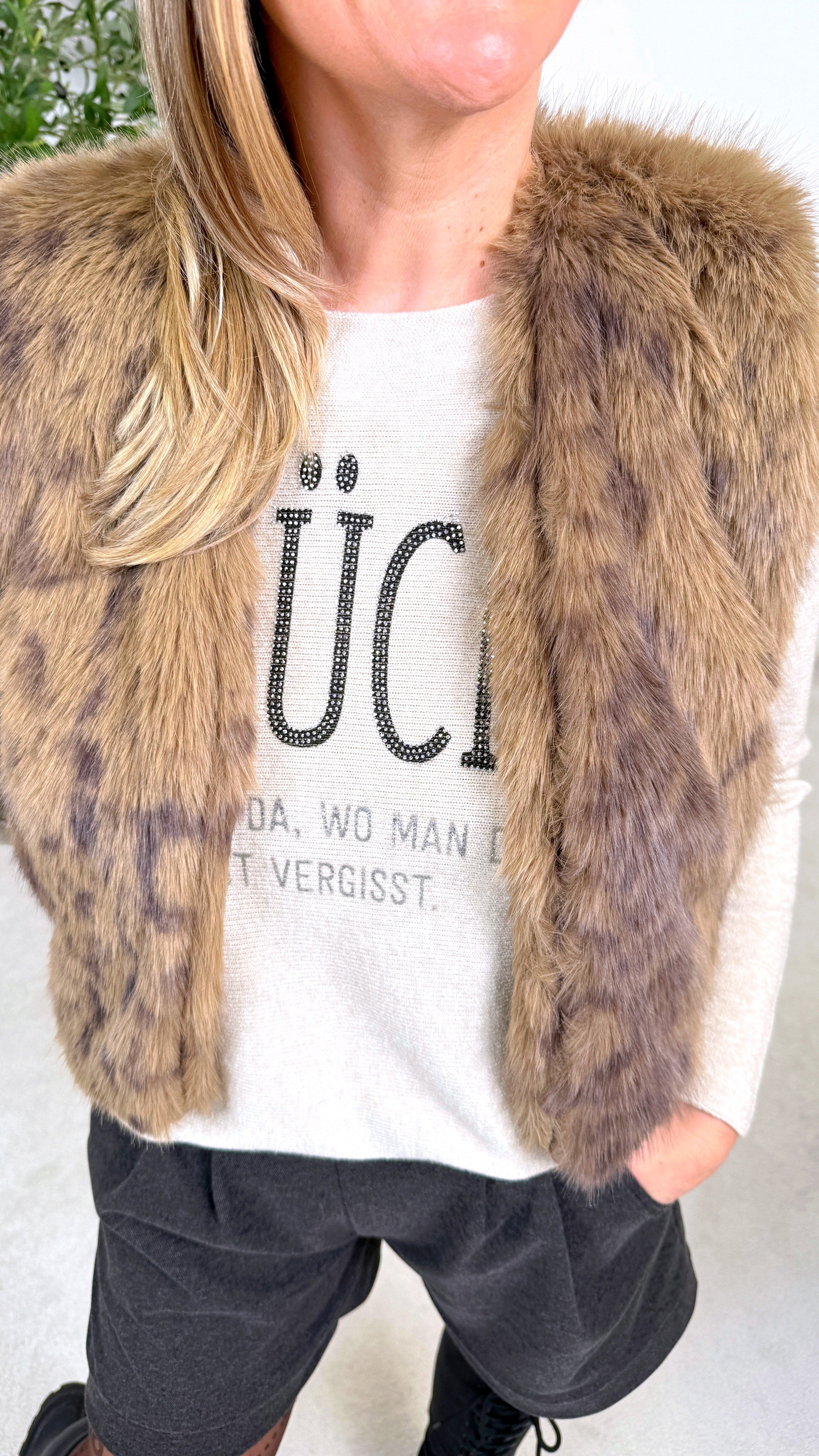 Kurze Weste Faux Charm *Camel*