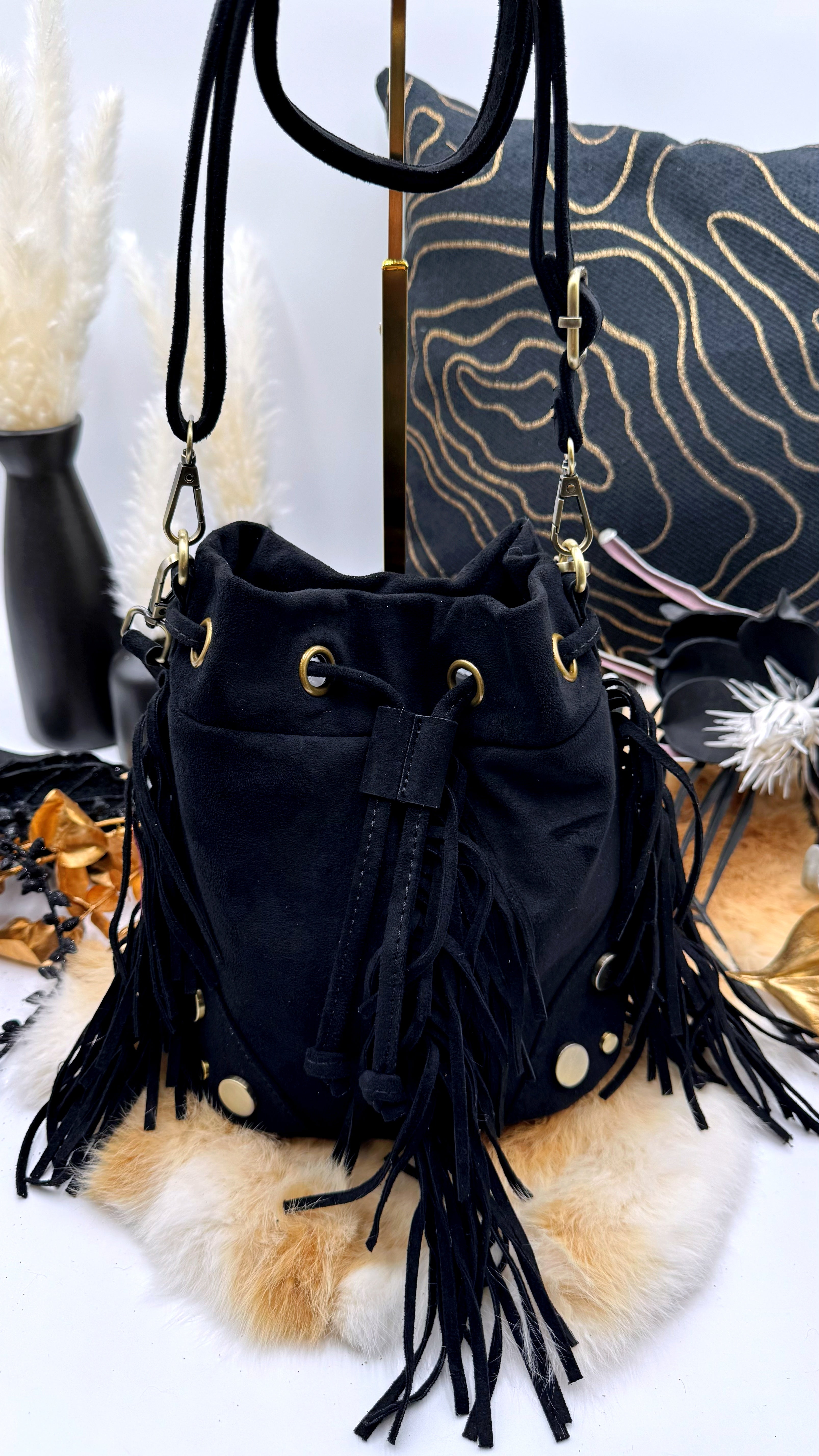 Handtasche Fringe Muse *Schwarz*
