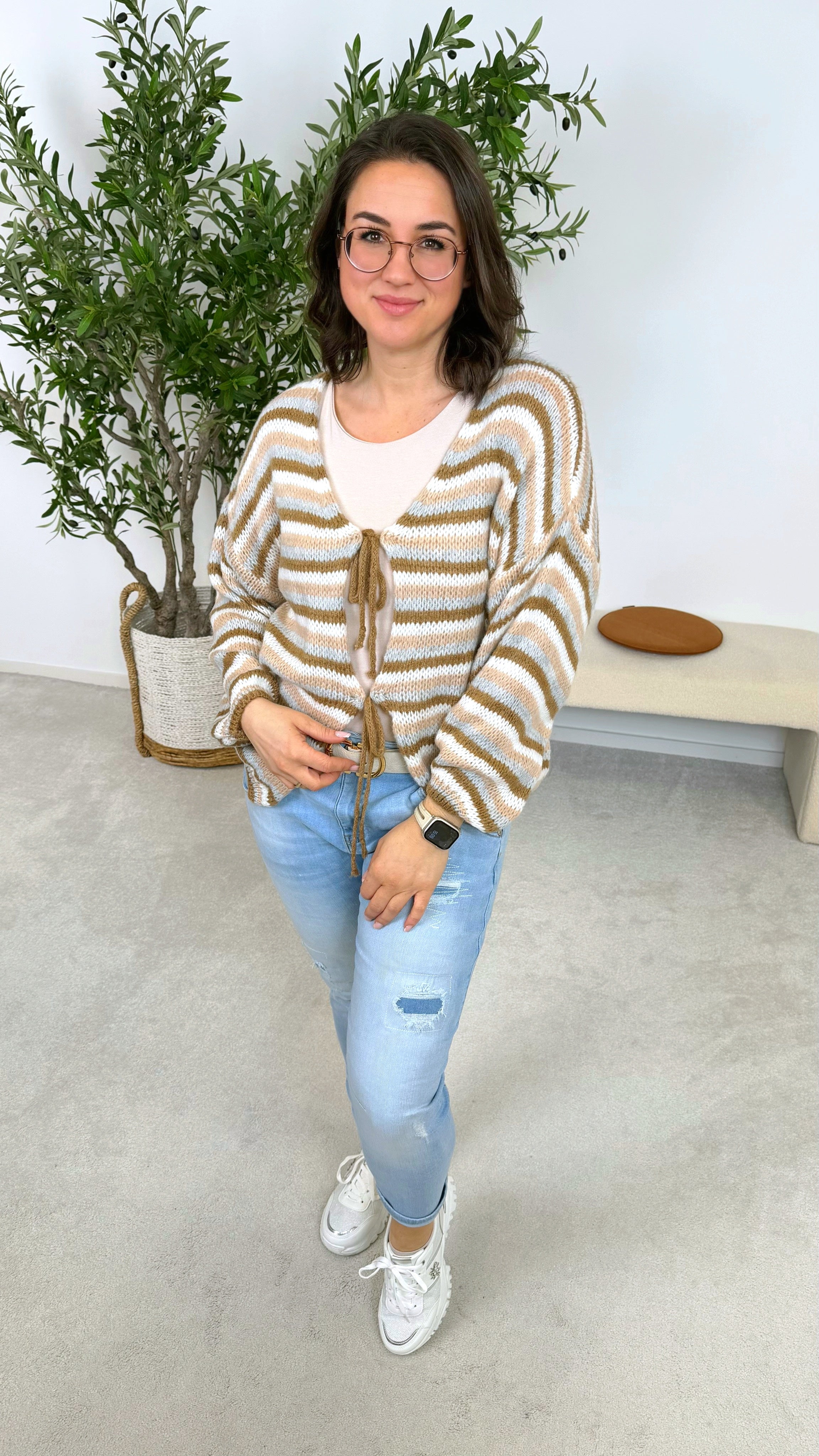 Cardigan Soft Stripes *Camel*