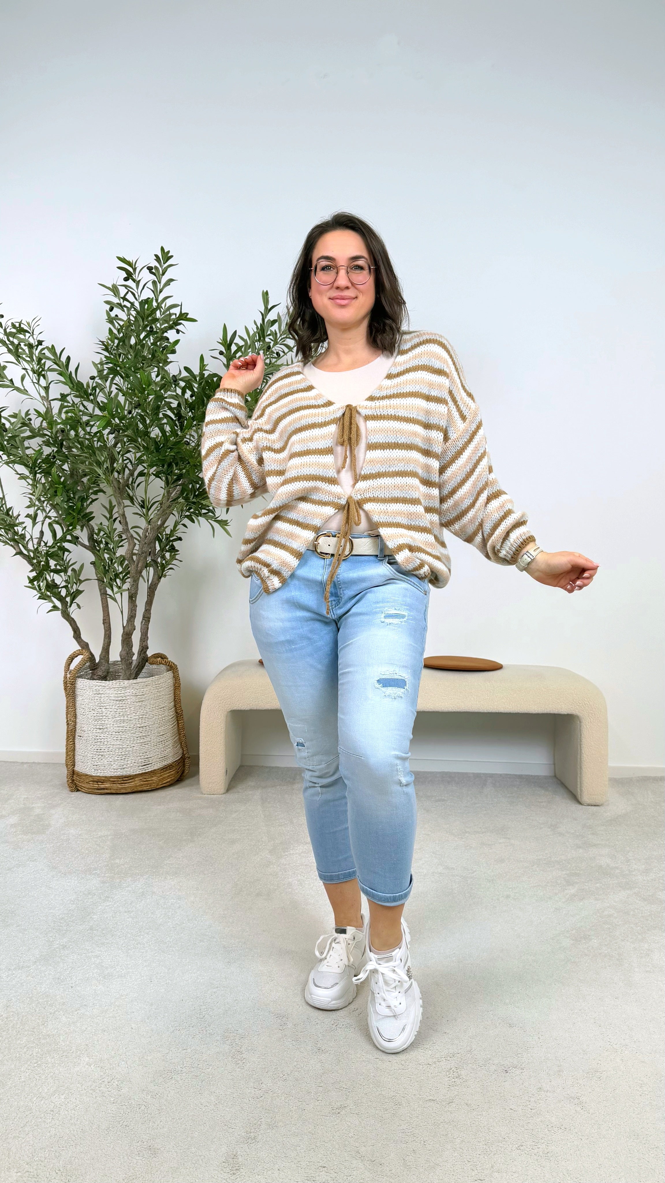 Cardigan Soft Stripes *Camel*