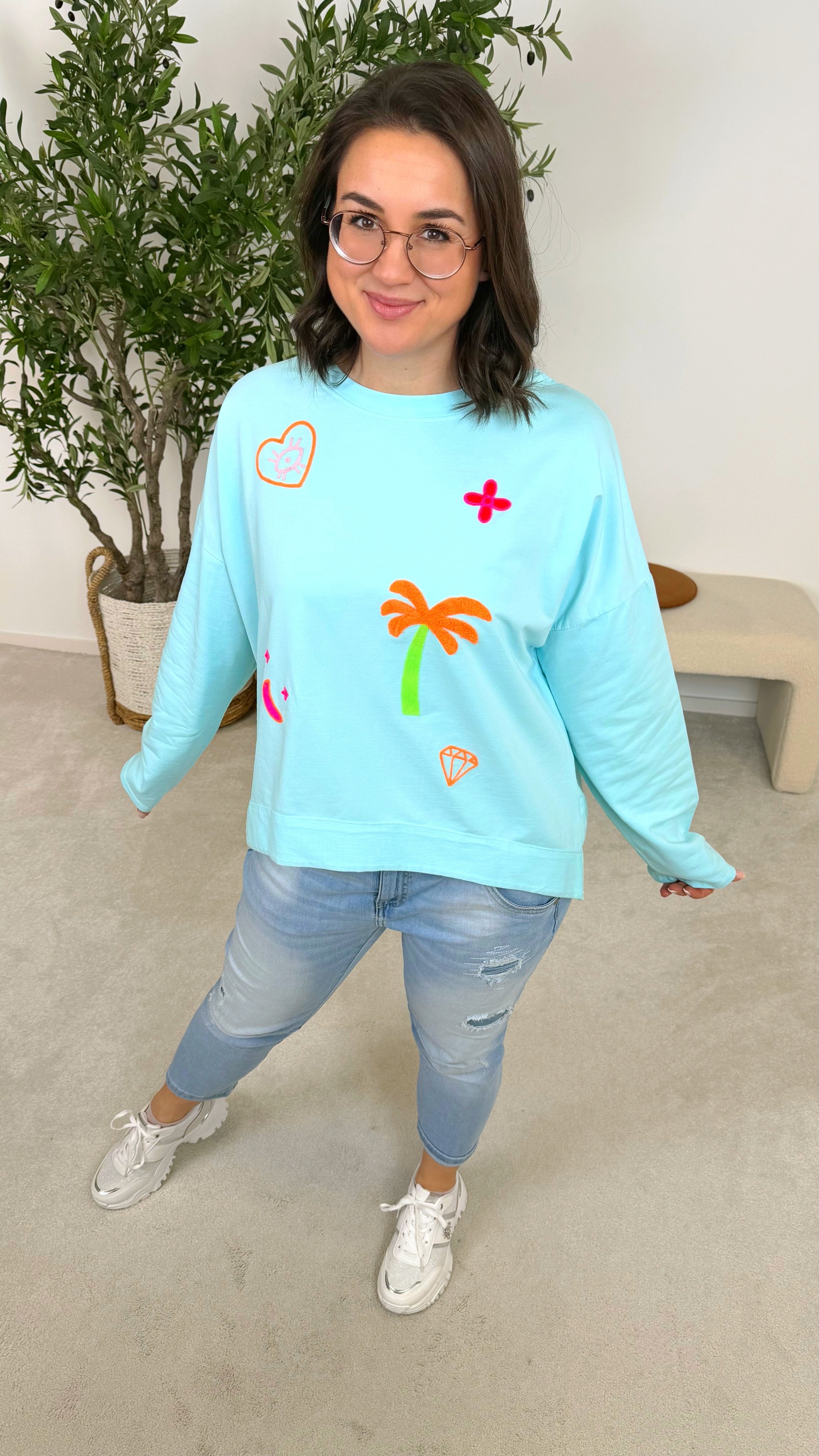 Langarmshirt Happy Spring Art *Hellblau*