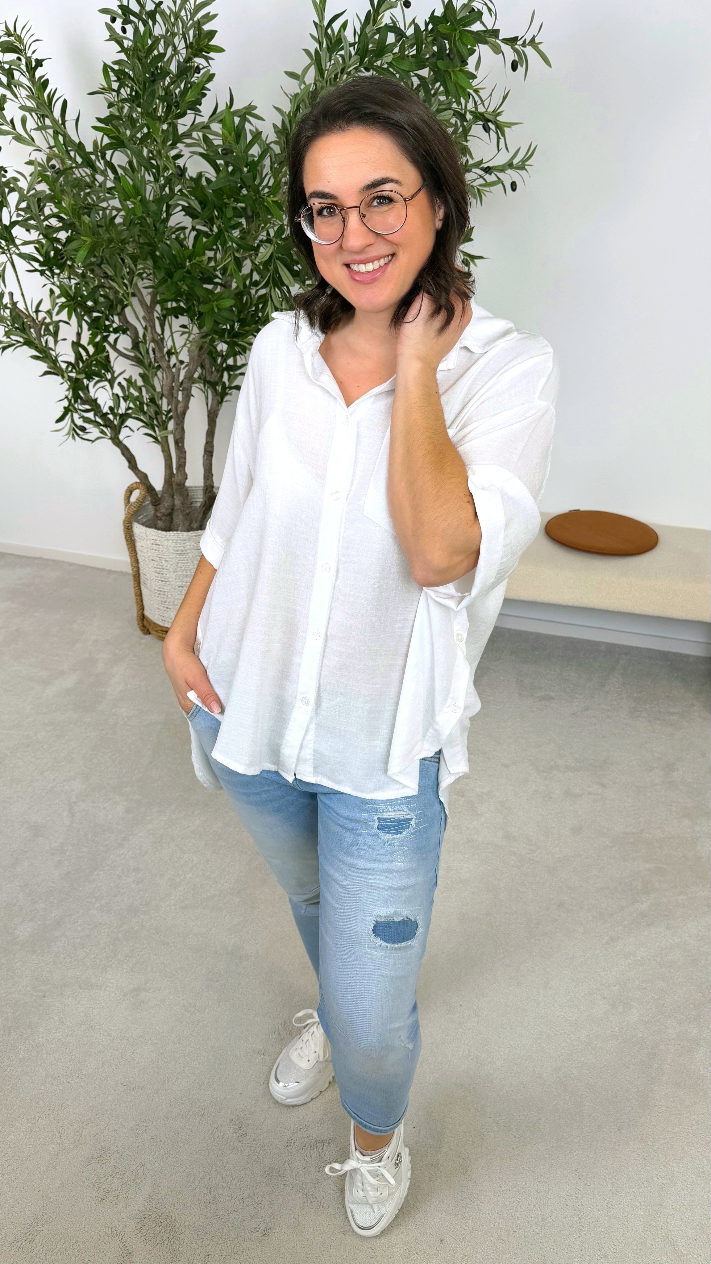 Leinenbluse Morning Dew *Weiß*