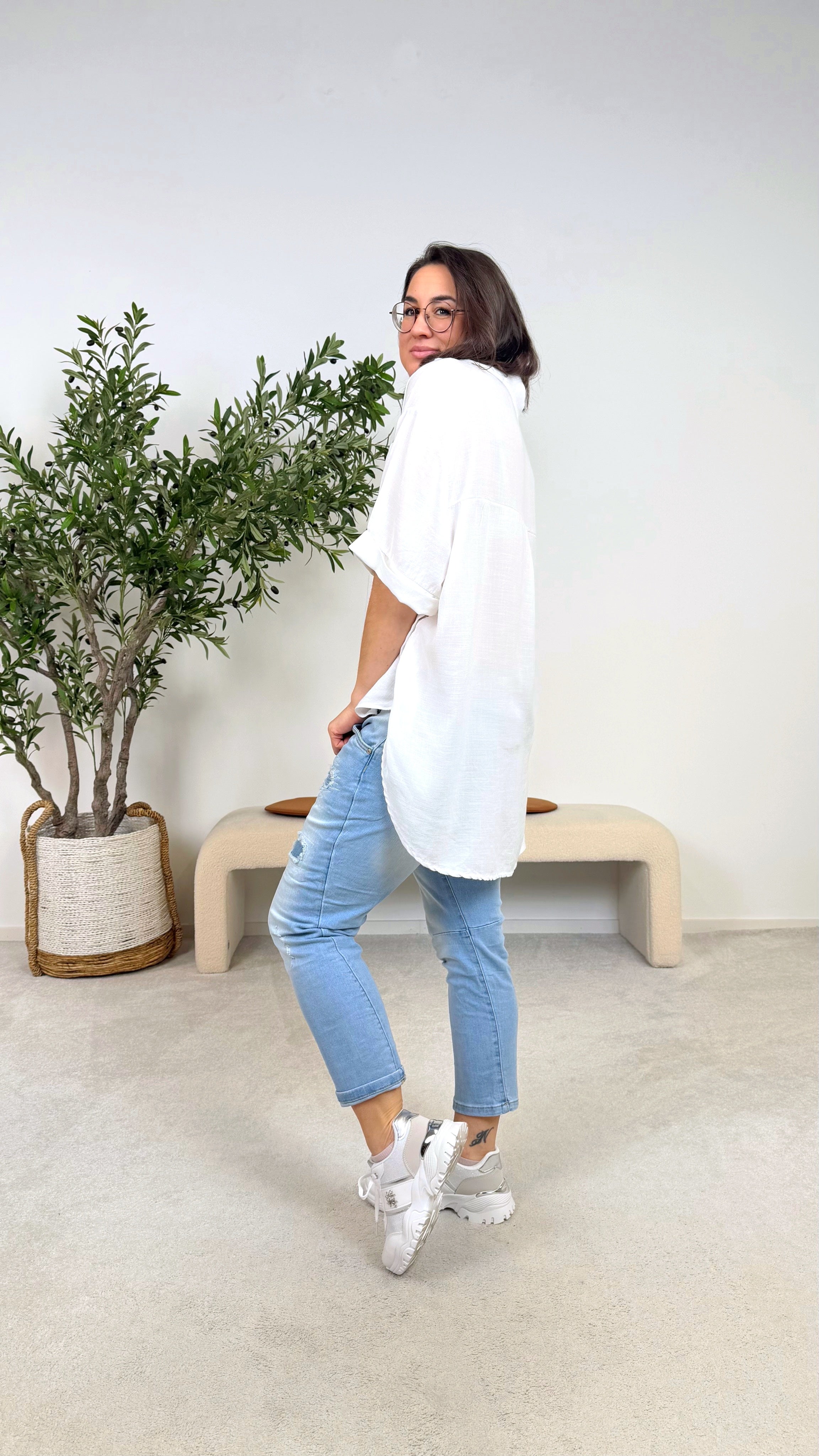 Leinenbluse Morning Dew *Weiß*