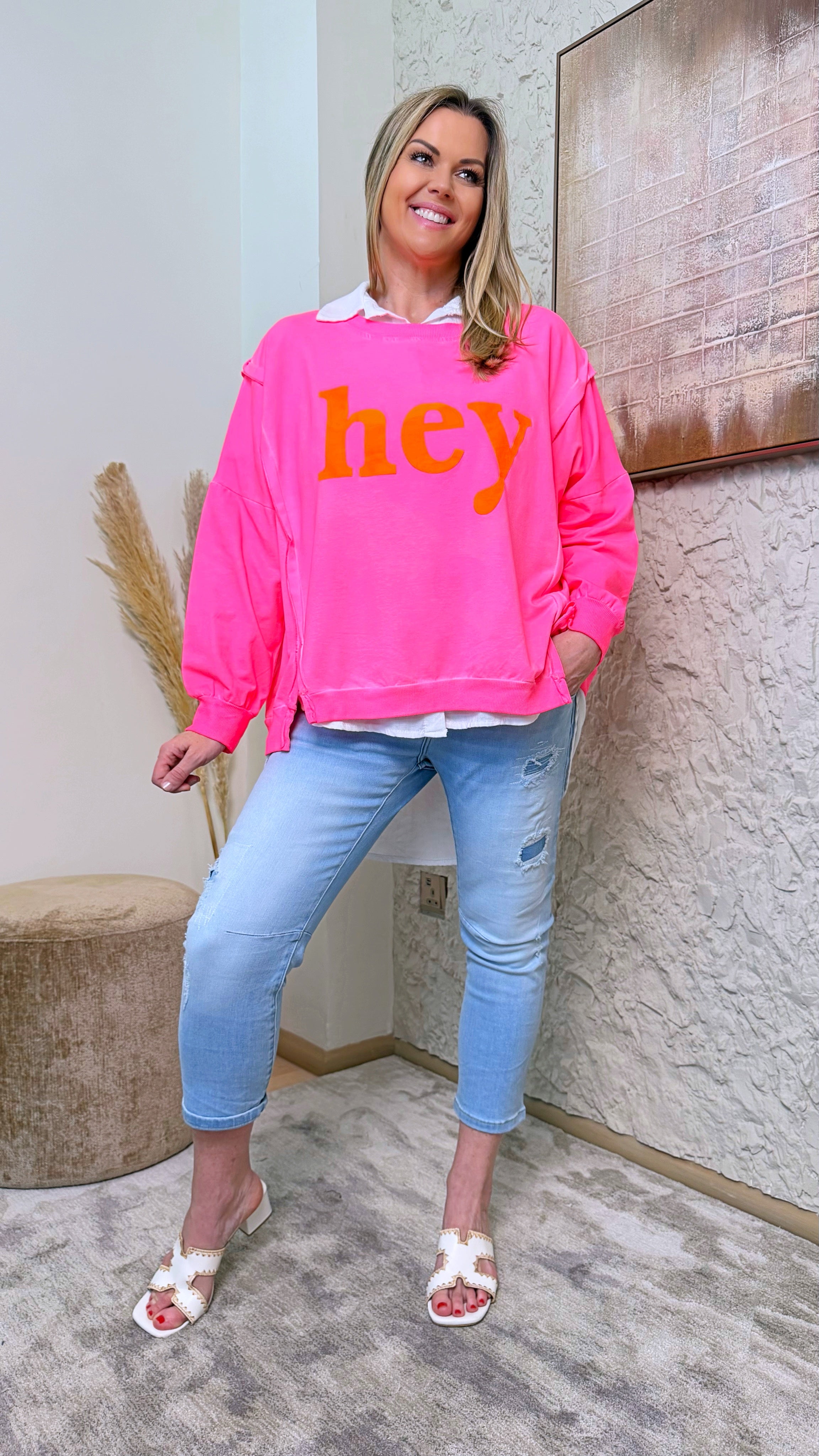 Pullover Happy Days *Neon Pink*