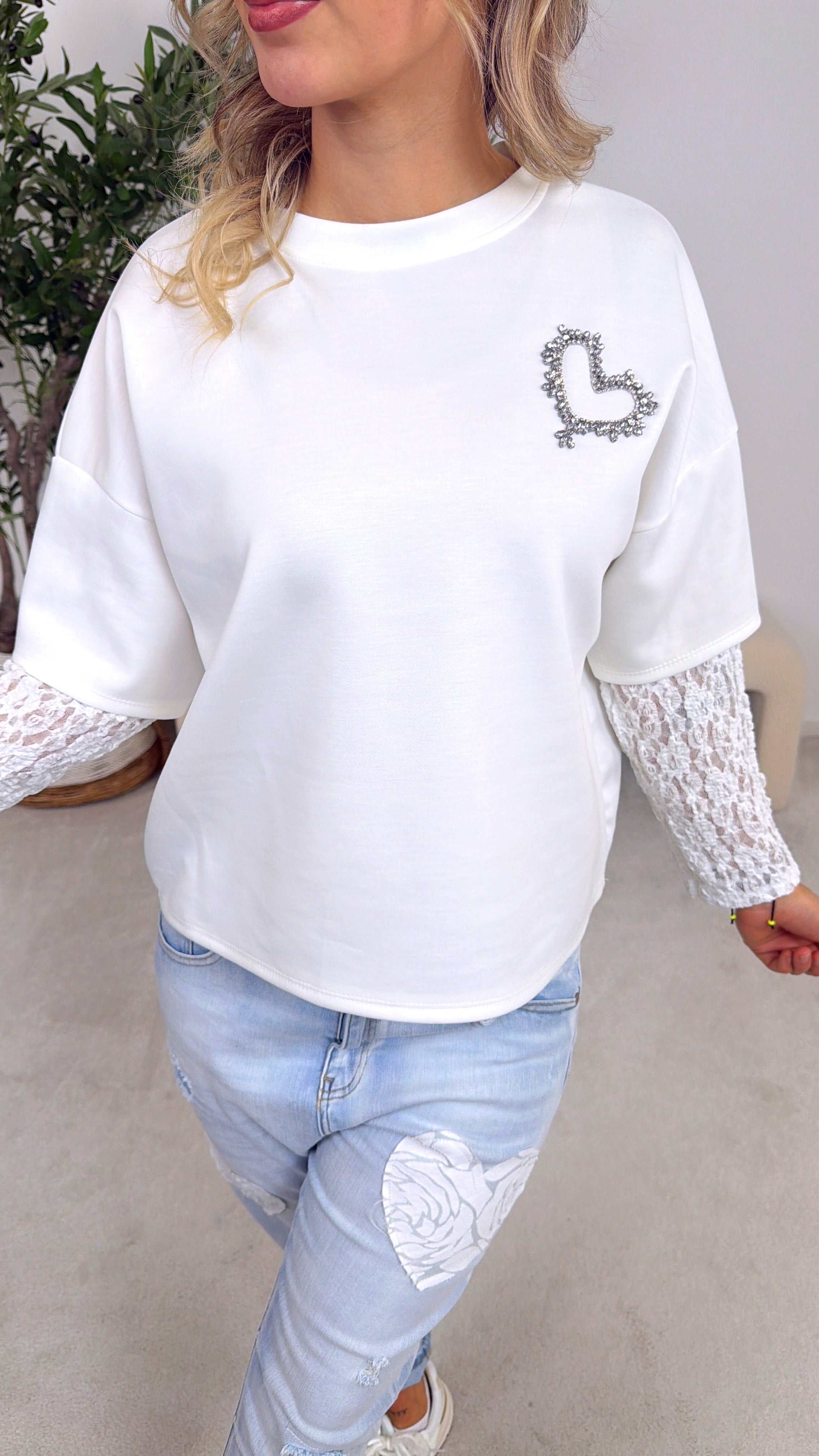 Sweatshirt Satin Heart *Weiß*