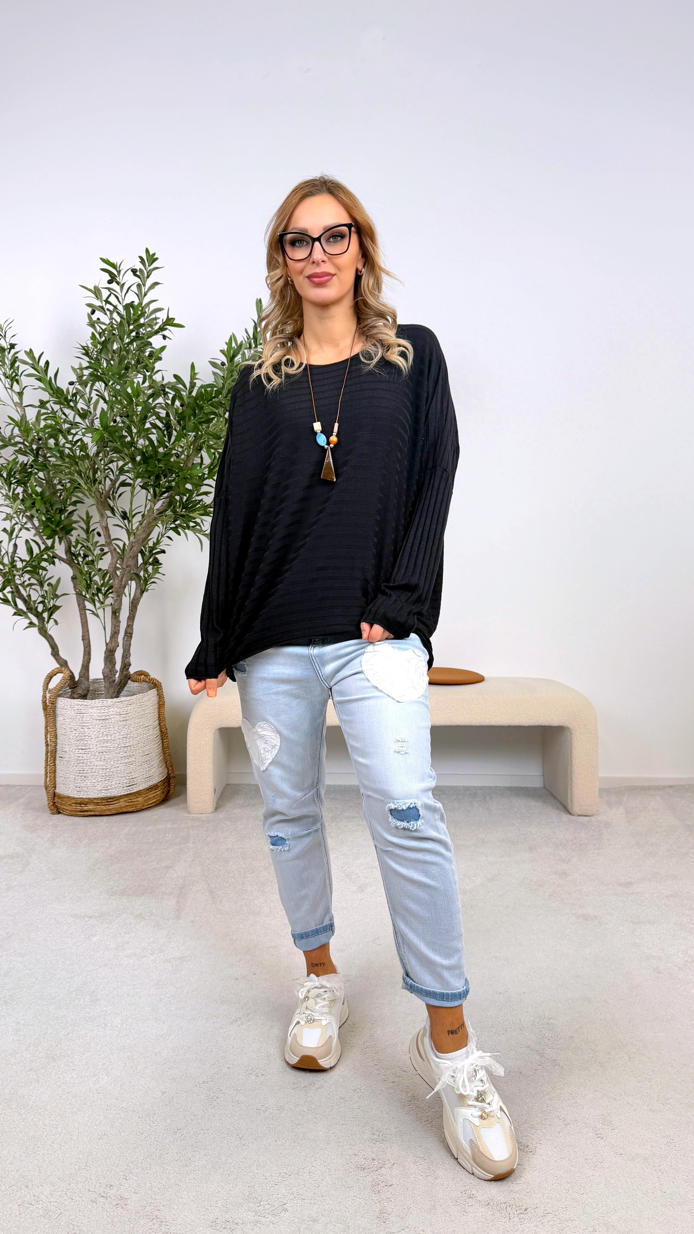 Langarmshirt Soft Wave *Schwarz*