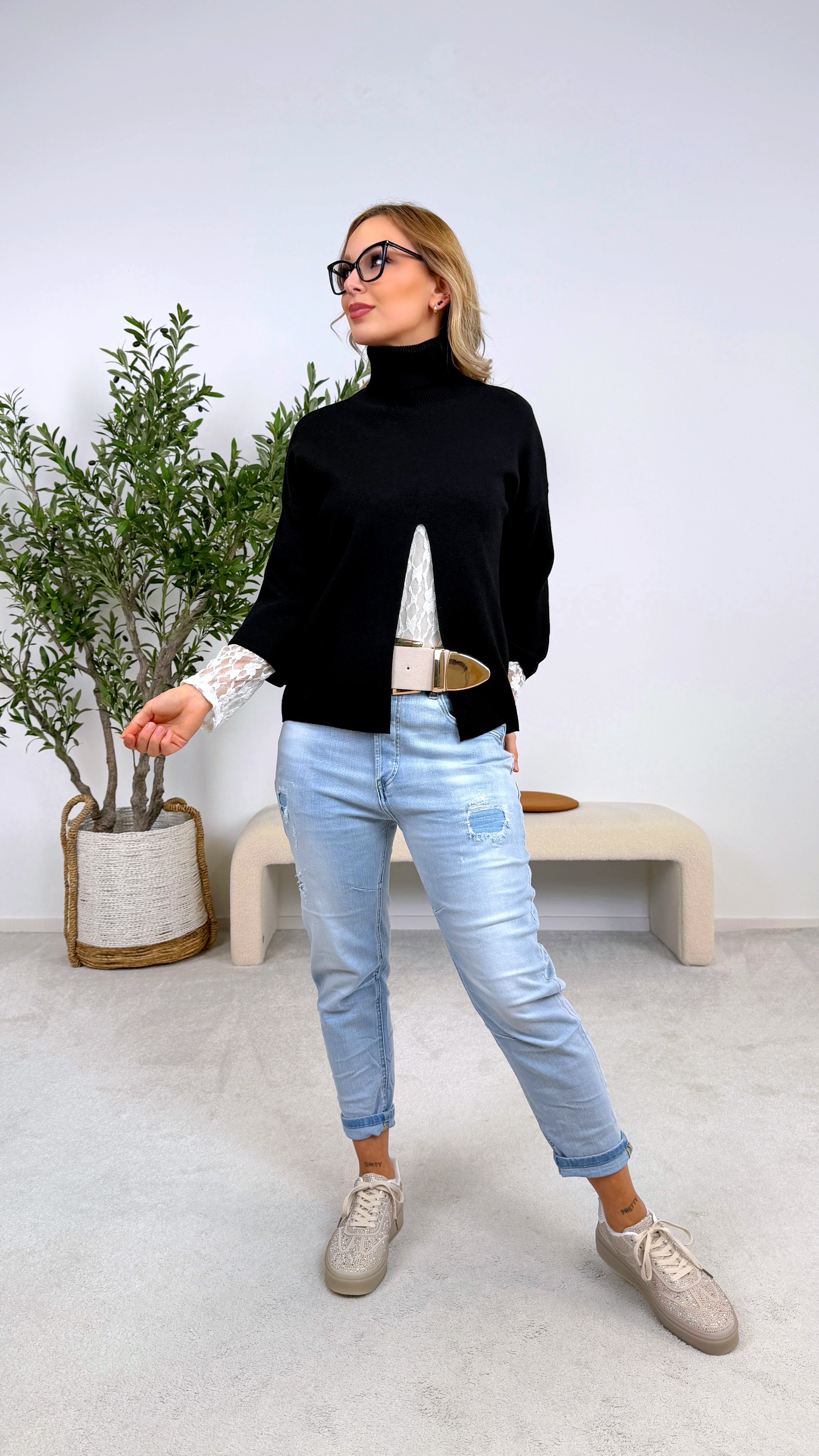 Rollkragenpullover Powder Dream *Schwarz*