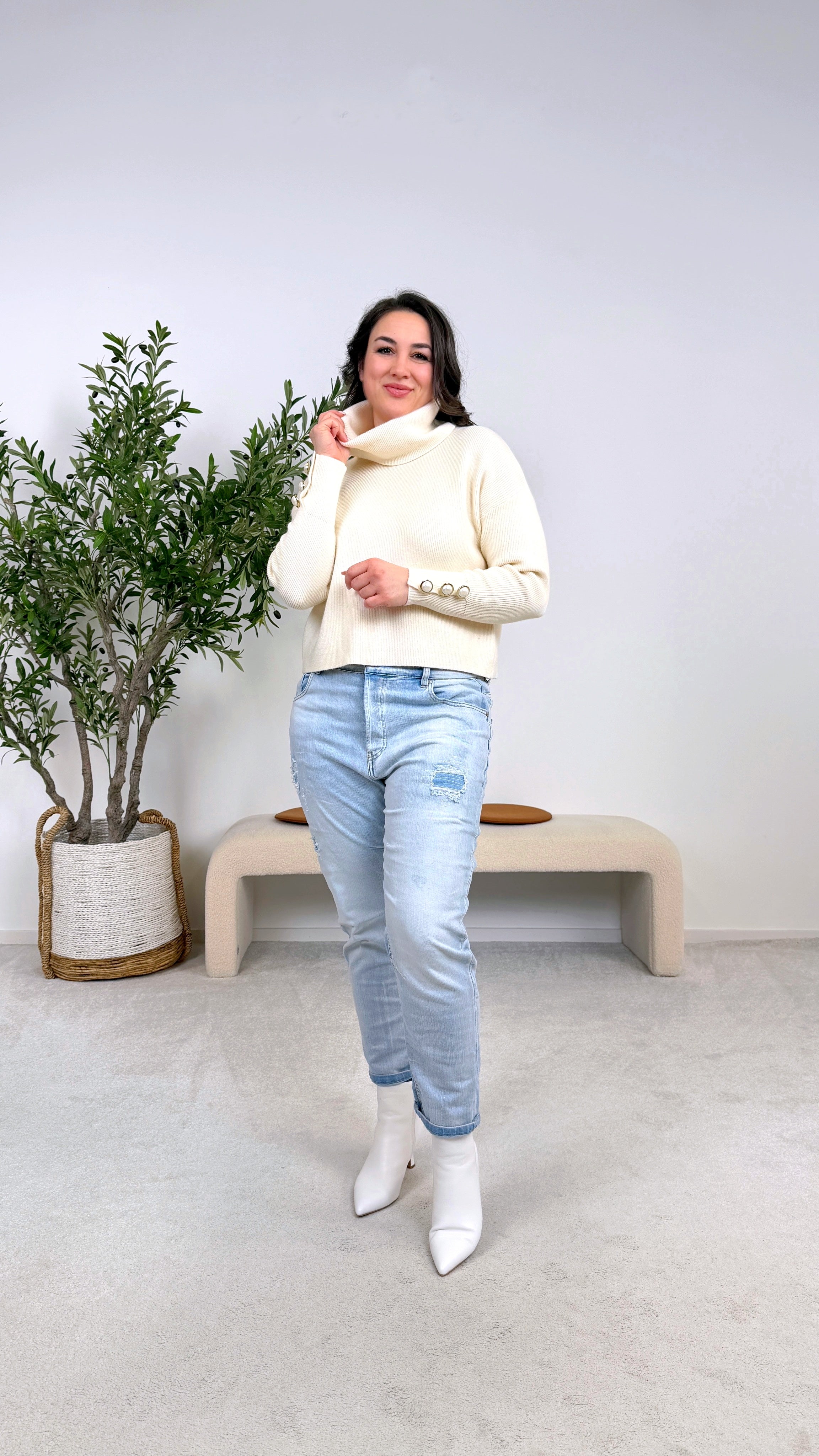 Rollkragenpullover Iconic Pearl *Creme*