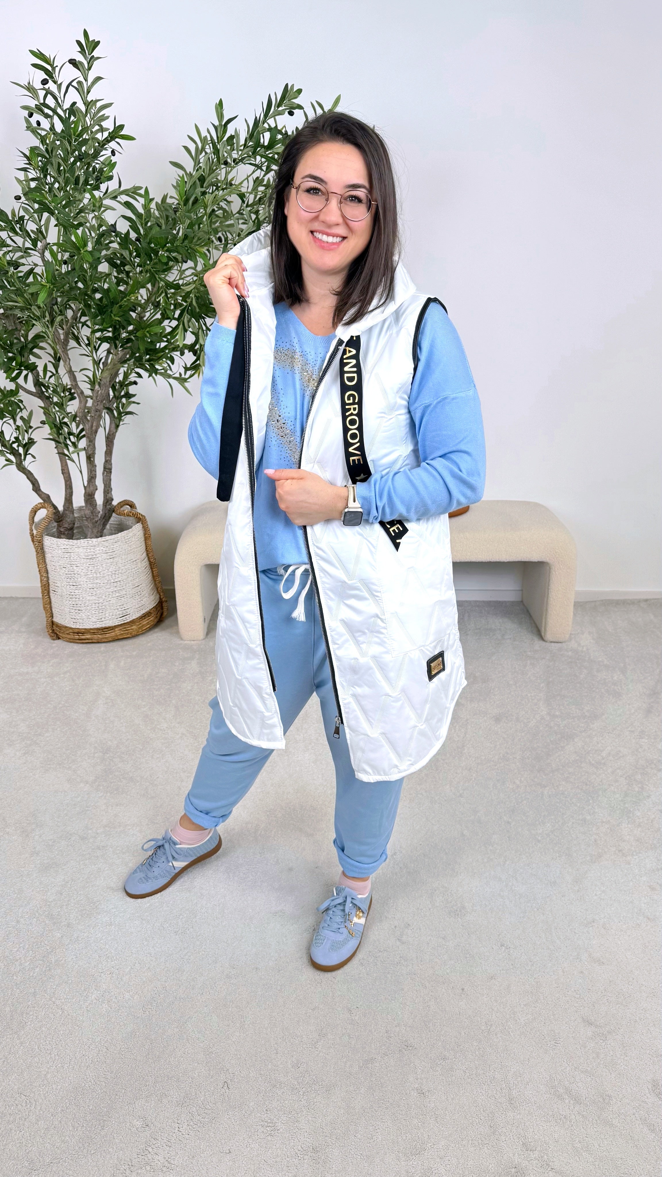 Dünne Steppweste Active Star *Weiß*