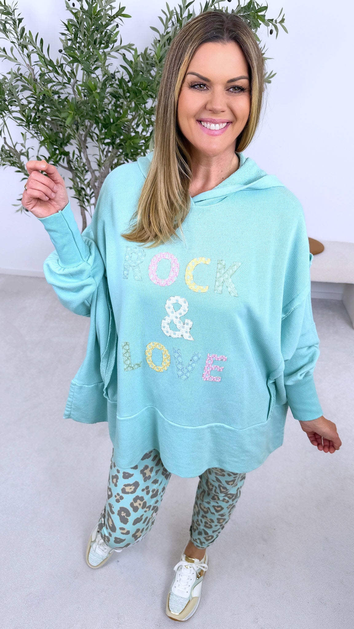 Hoodie Rock & Love *Mint*