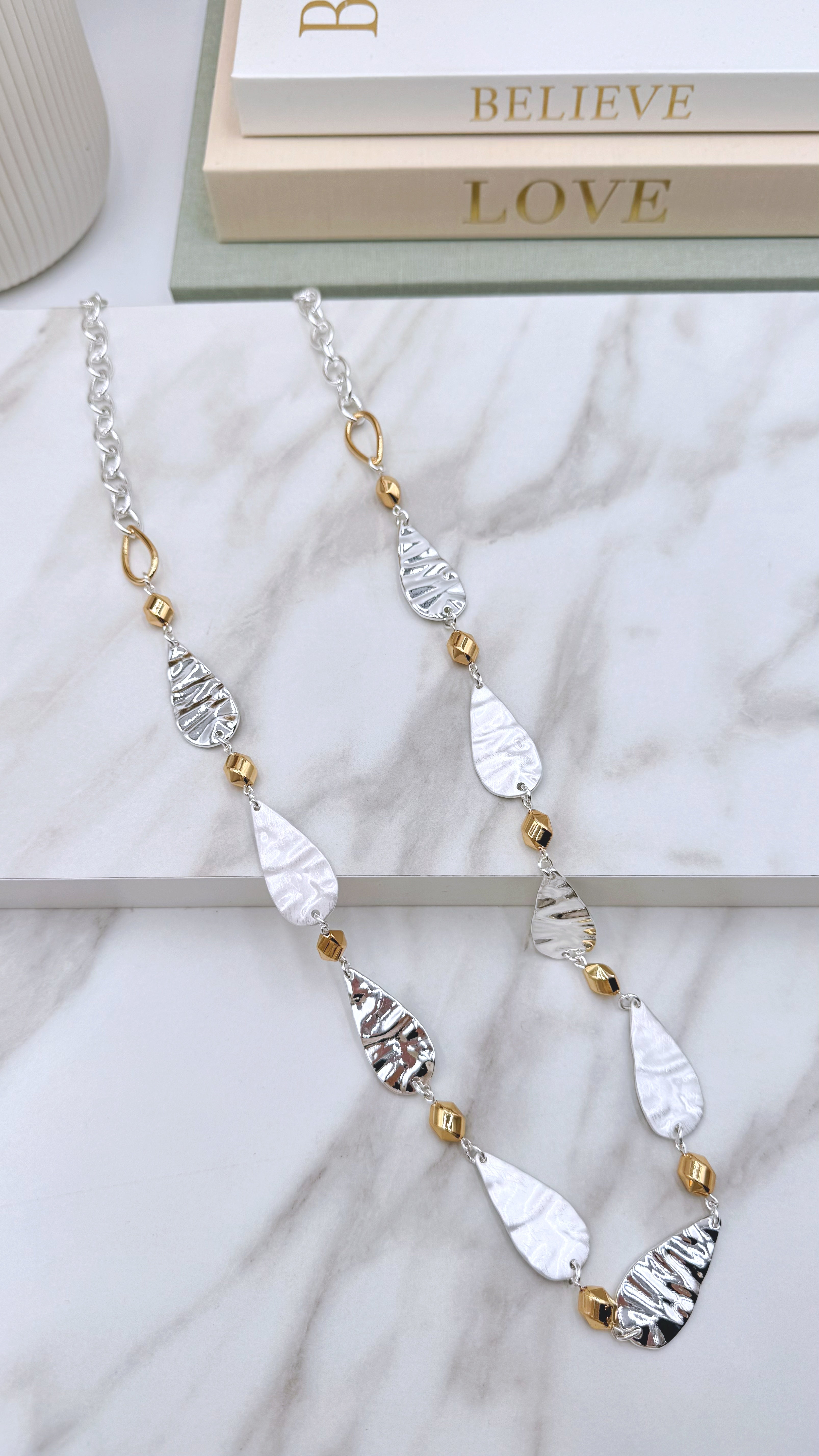 Lange Halskette Silver Drops