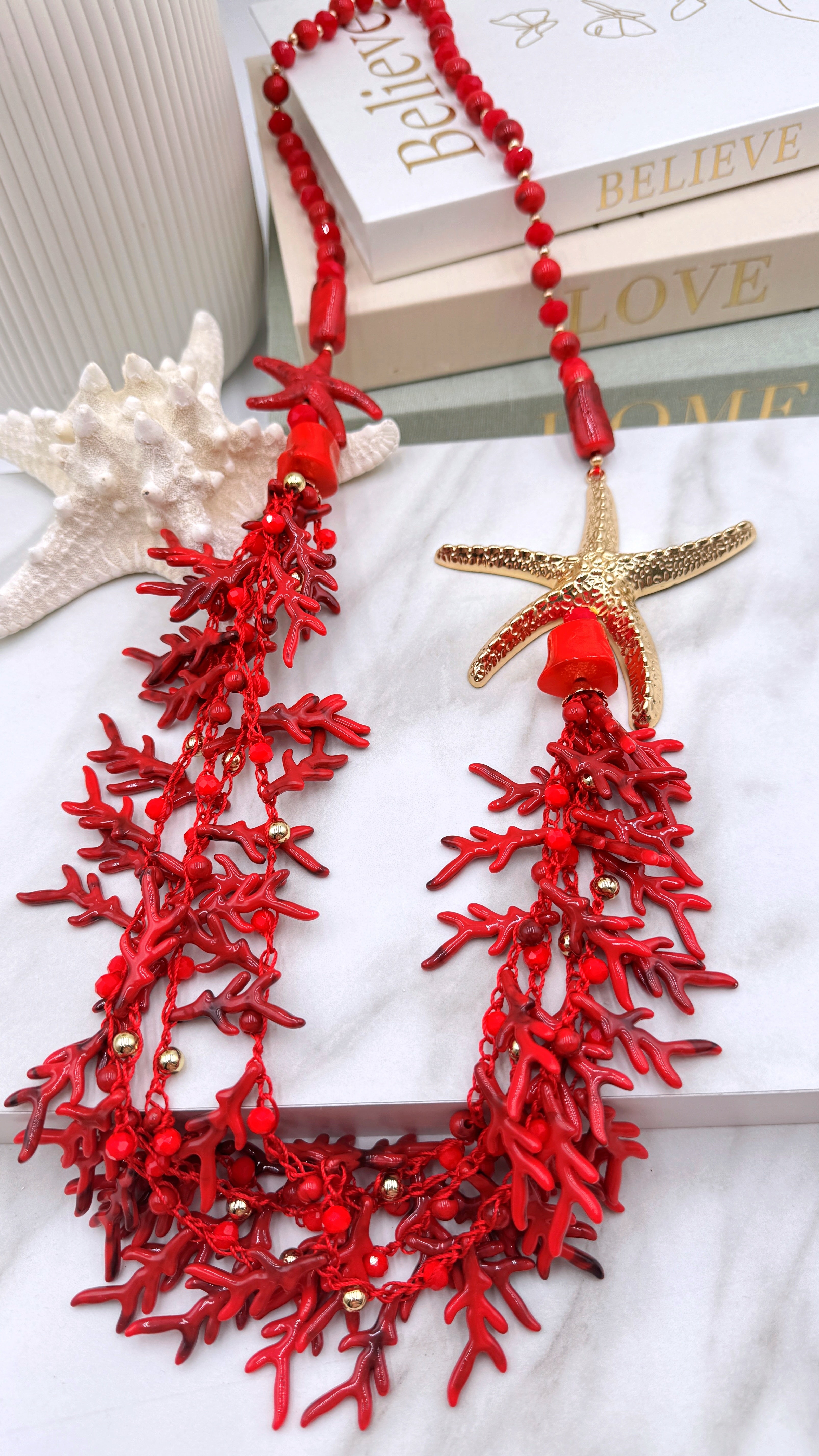 Lange Halskette Saint Coral *Rot*