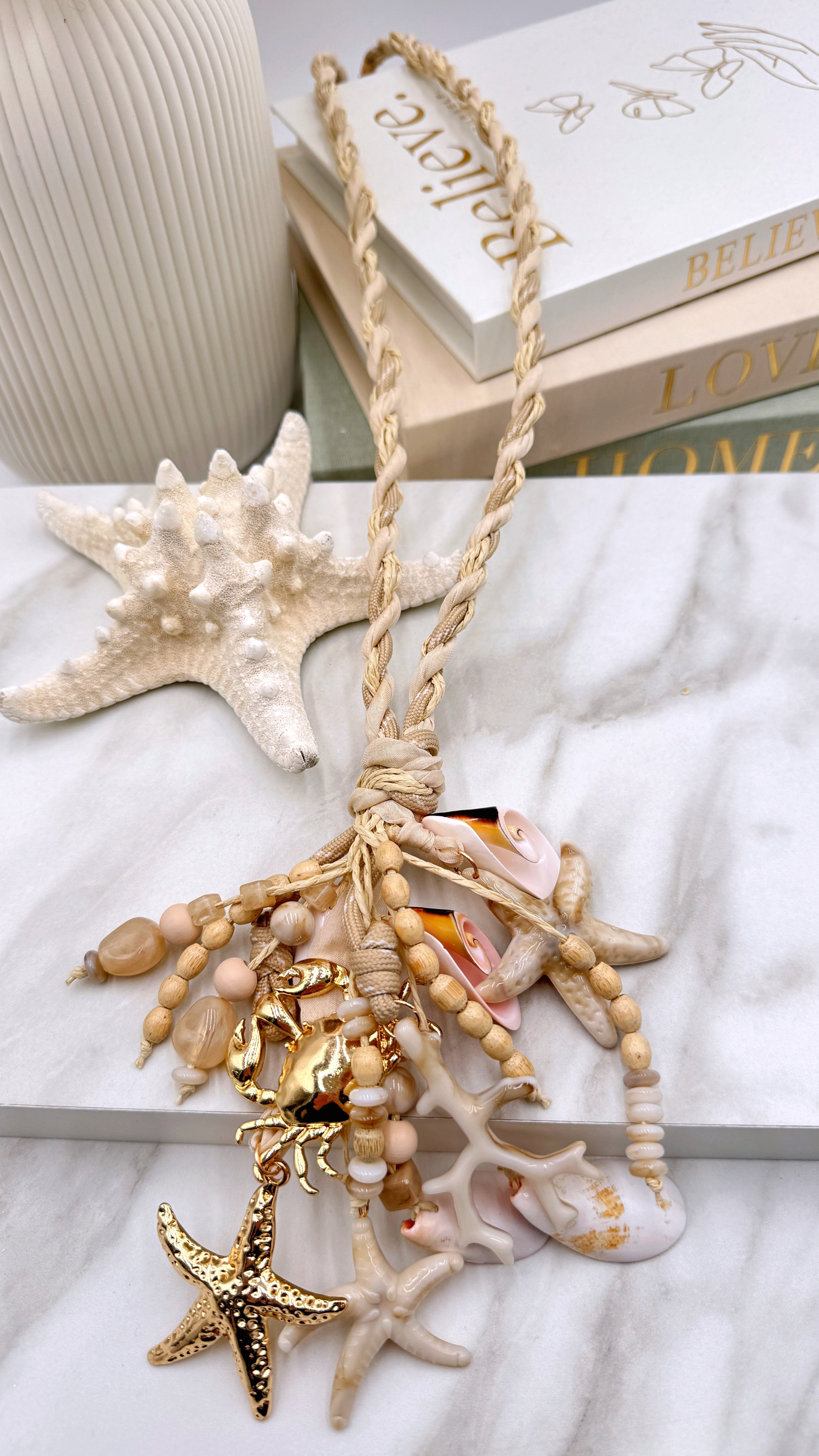 Lange Halskette Coral Story *Beige*