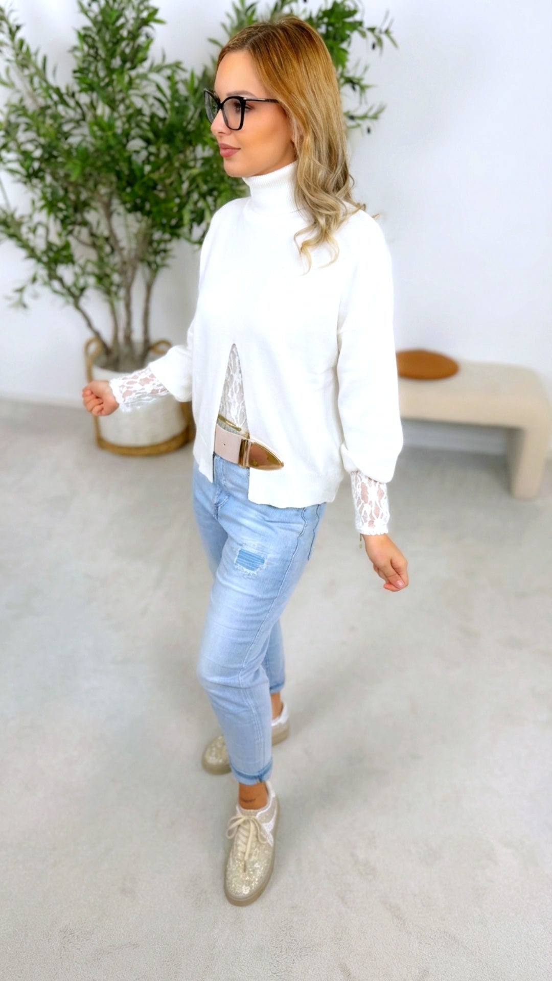 Rollkragenpullover Powder Dream *Weiß*