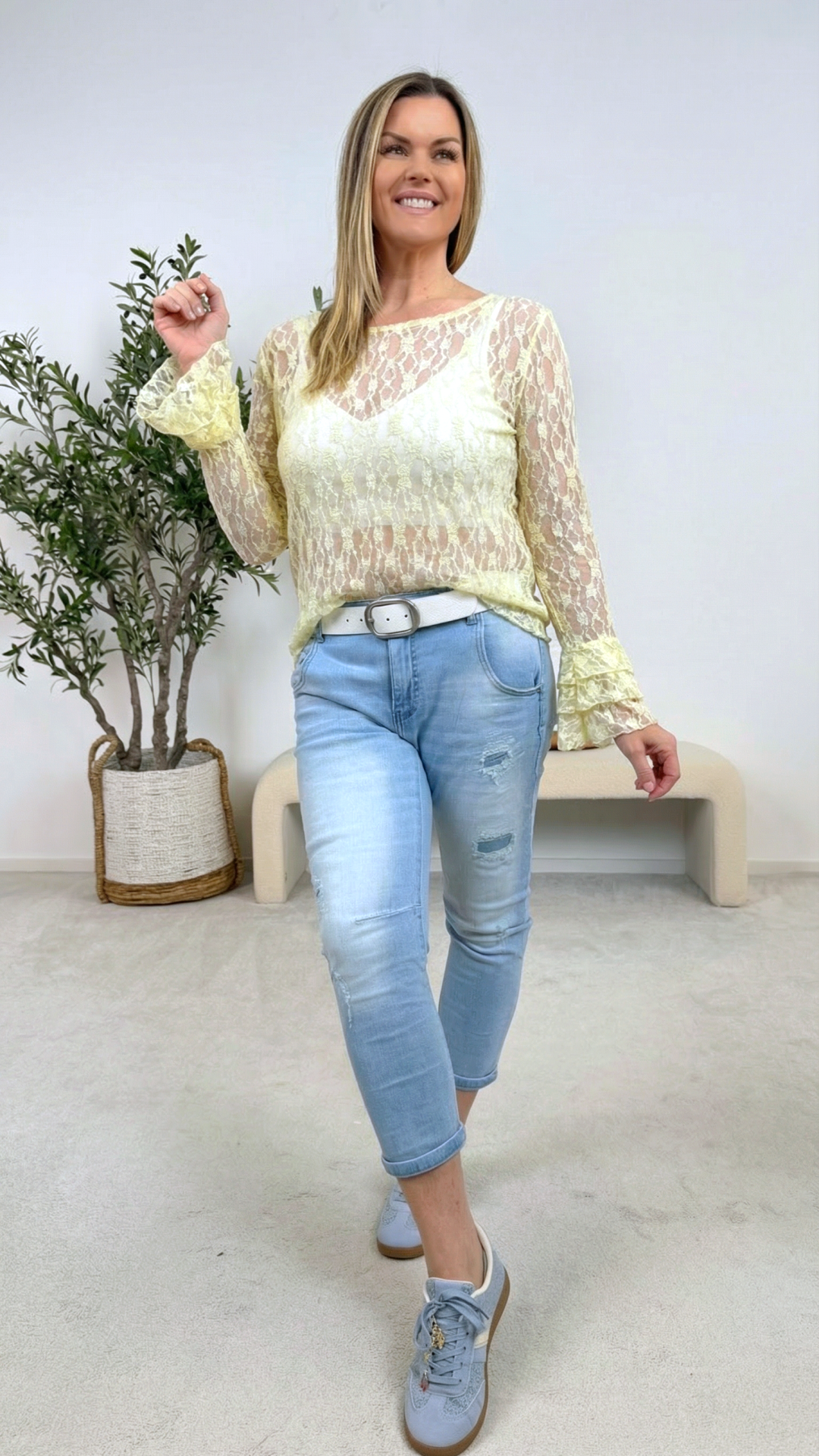 Spitzenshirt Lady Creamy *Gelb* (Lieferbar ab 06.02.26)