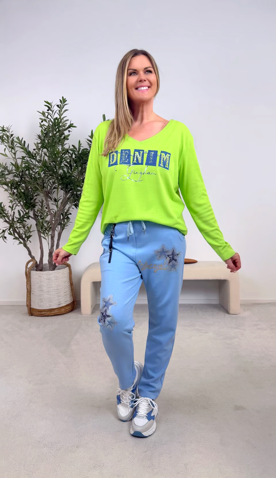 Langarmshirt Denim Glam *Grün*