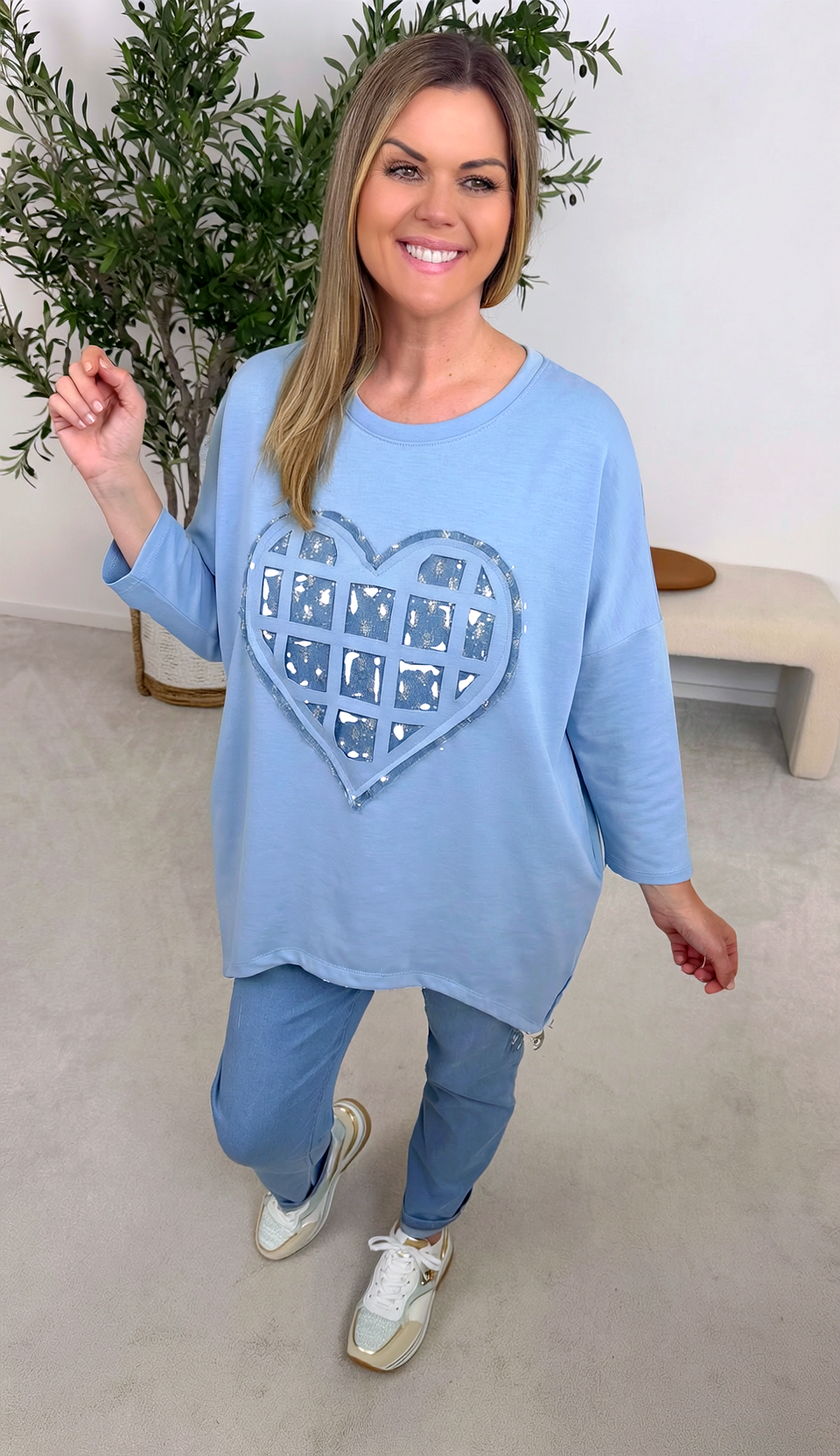 Sweatshirt Glow Heart *Blau*