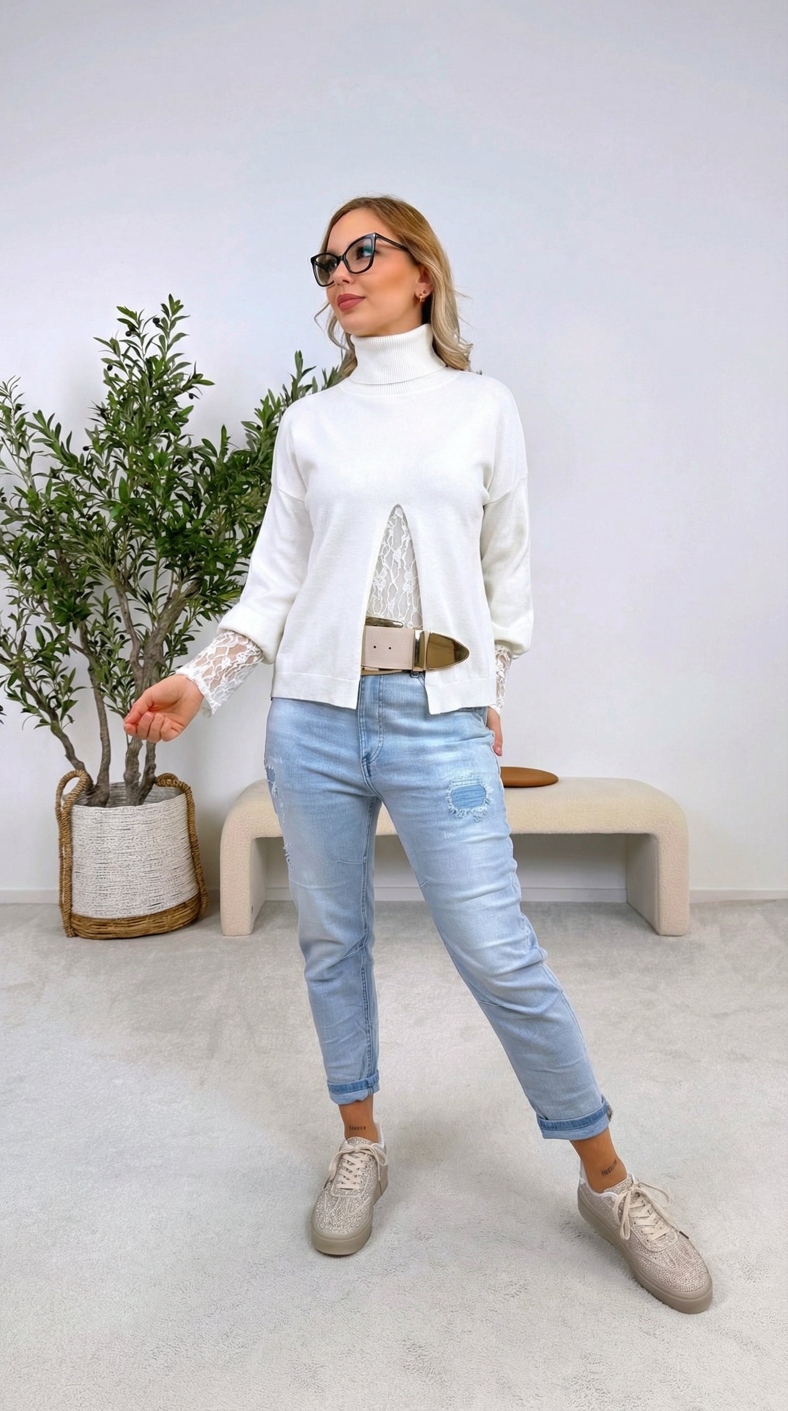 Rollkragenpullover Powder Dream *Weiß*