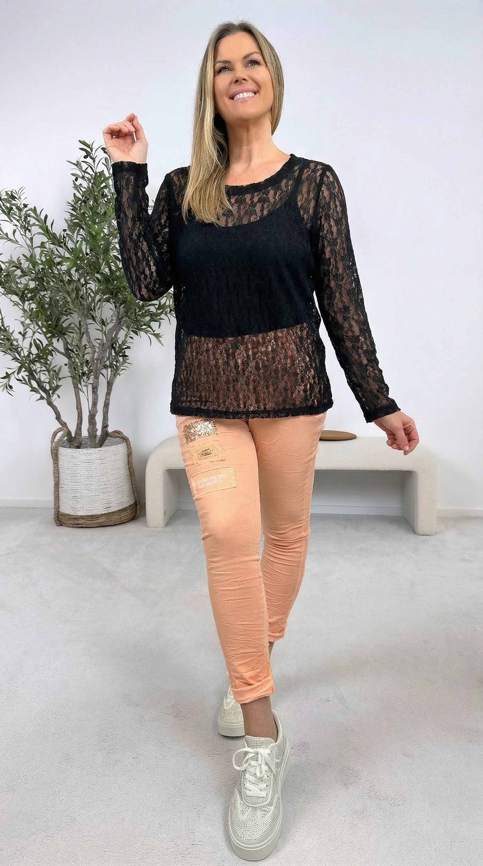 Spitzenshirt Moonlace *Schwarz*