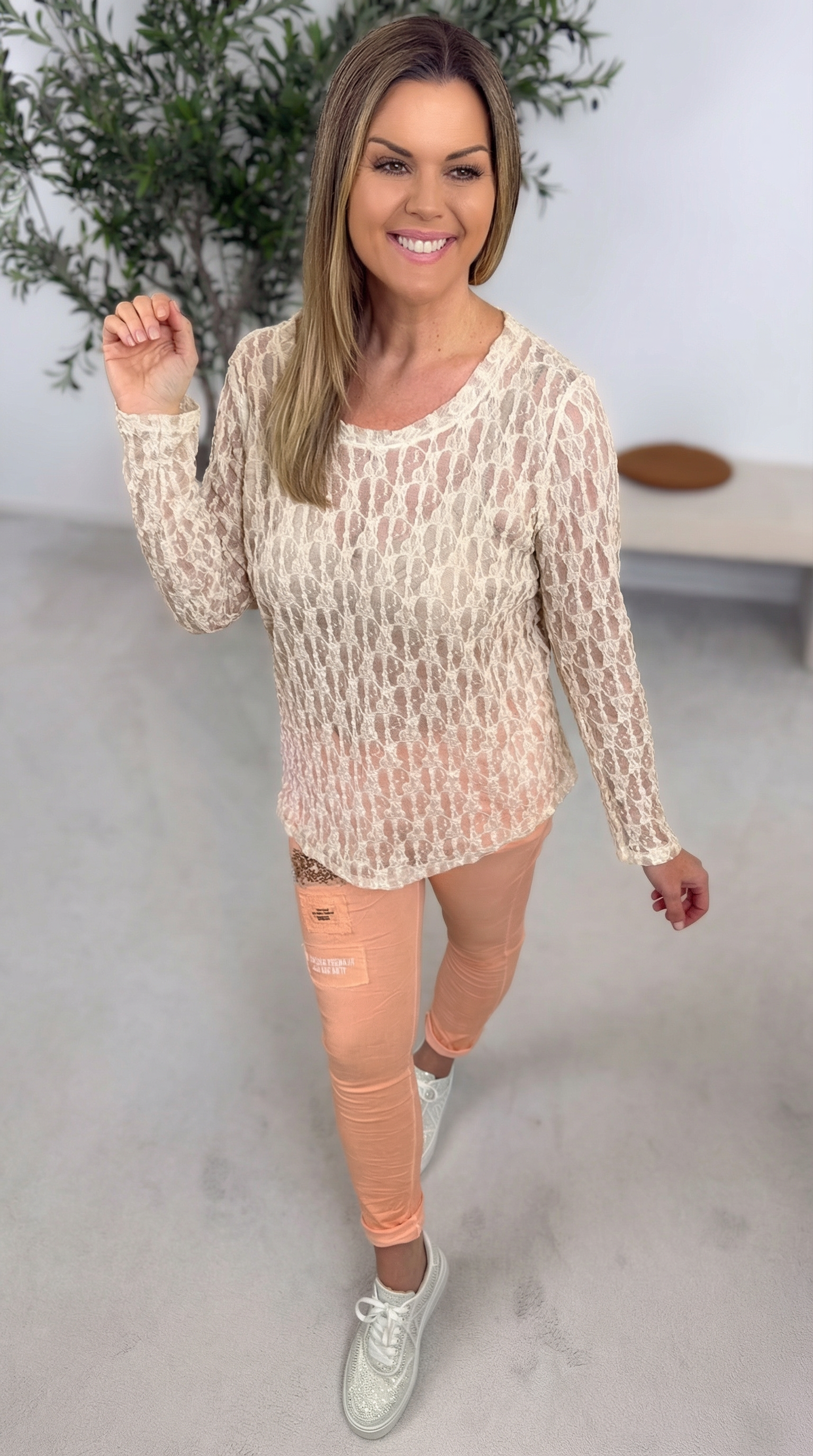 Spitzenshirt Moonlace *Beige*