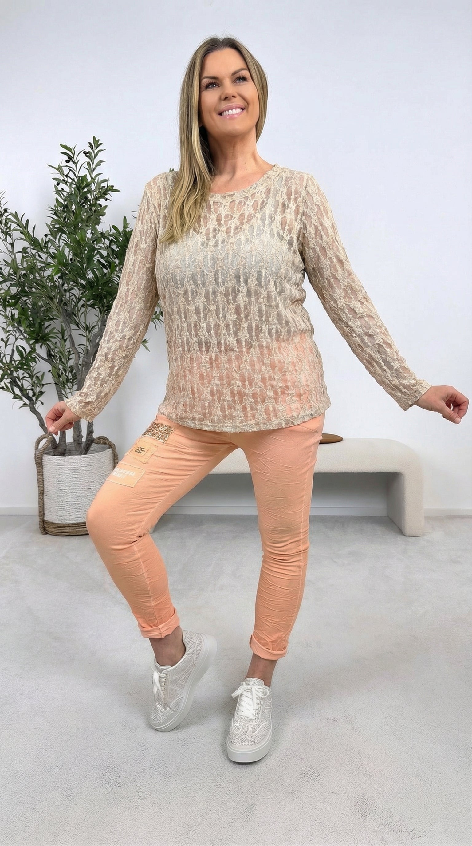 Spitzenshirt Moonlace *Beige*