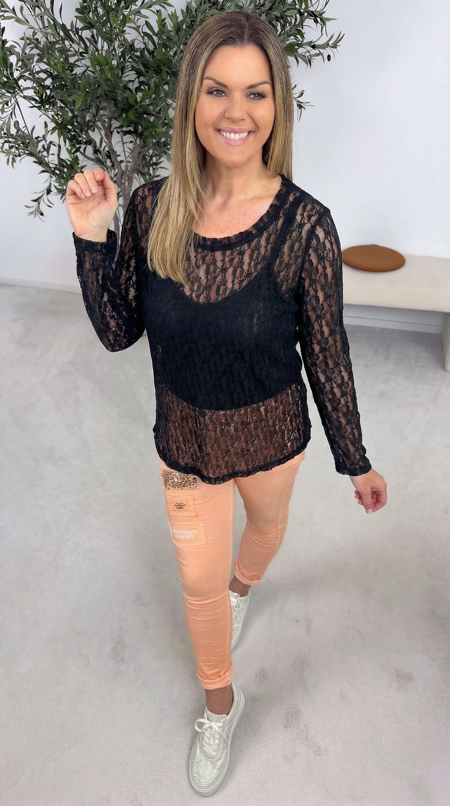 Spitzenshirt Moonlace *Schwarz*