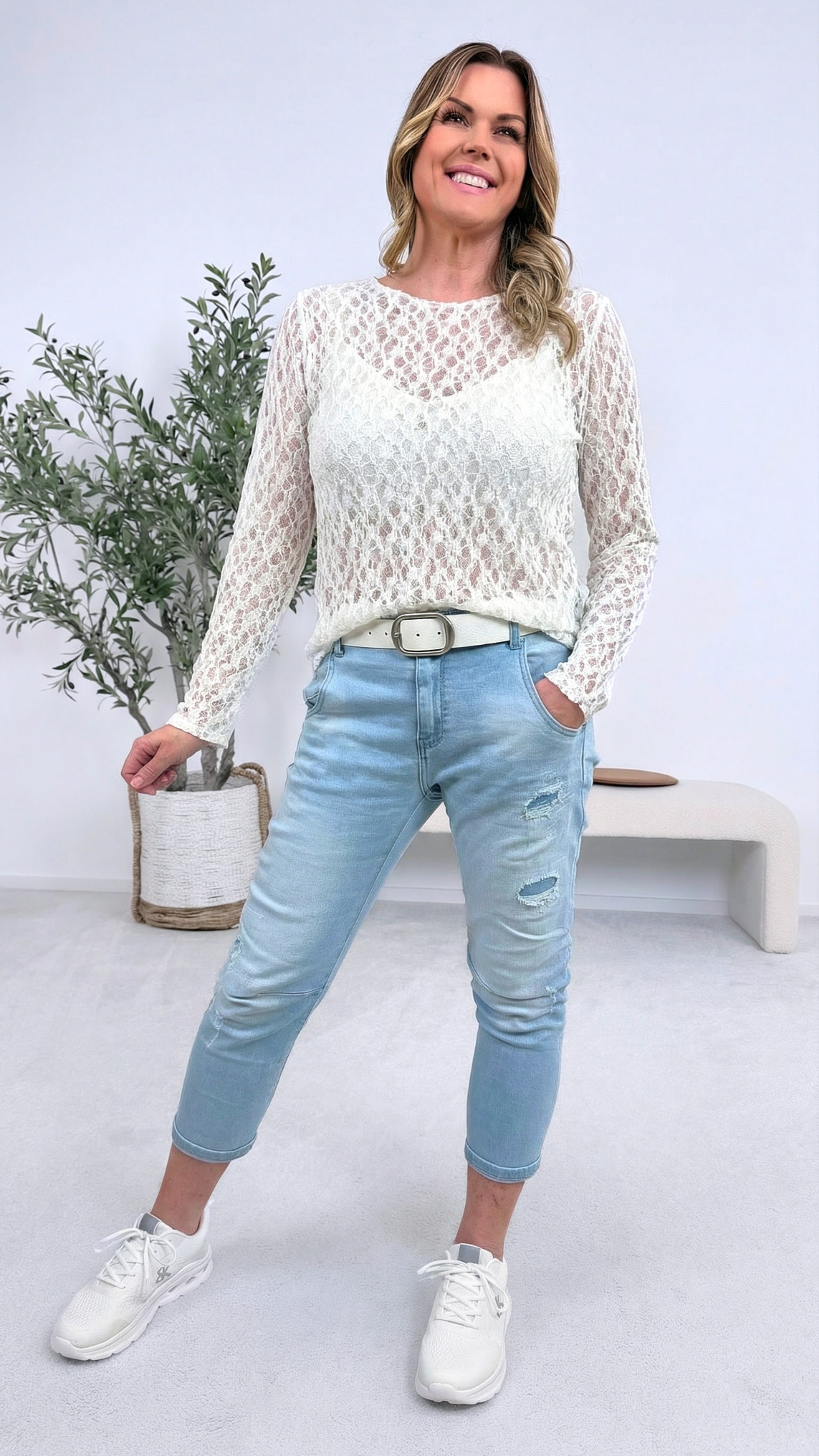 Spitzenshirt Fine Touch *Weiß*