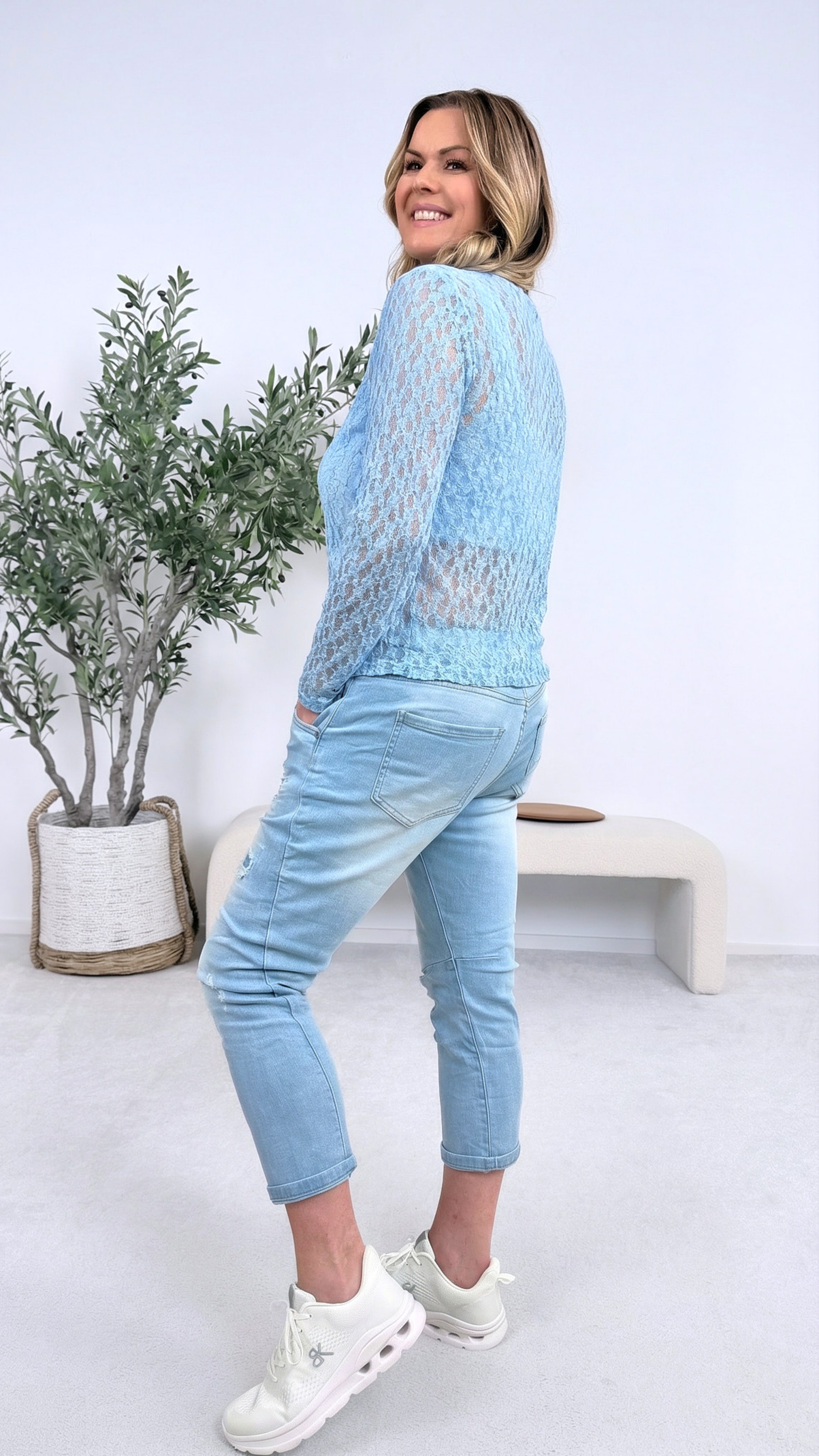 Spitzenshirt Fine Touch *Blau*