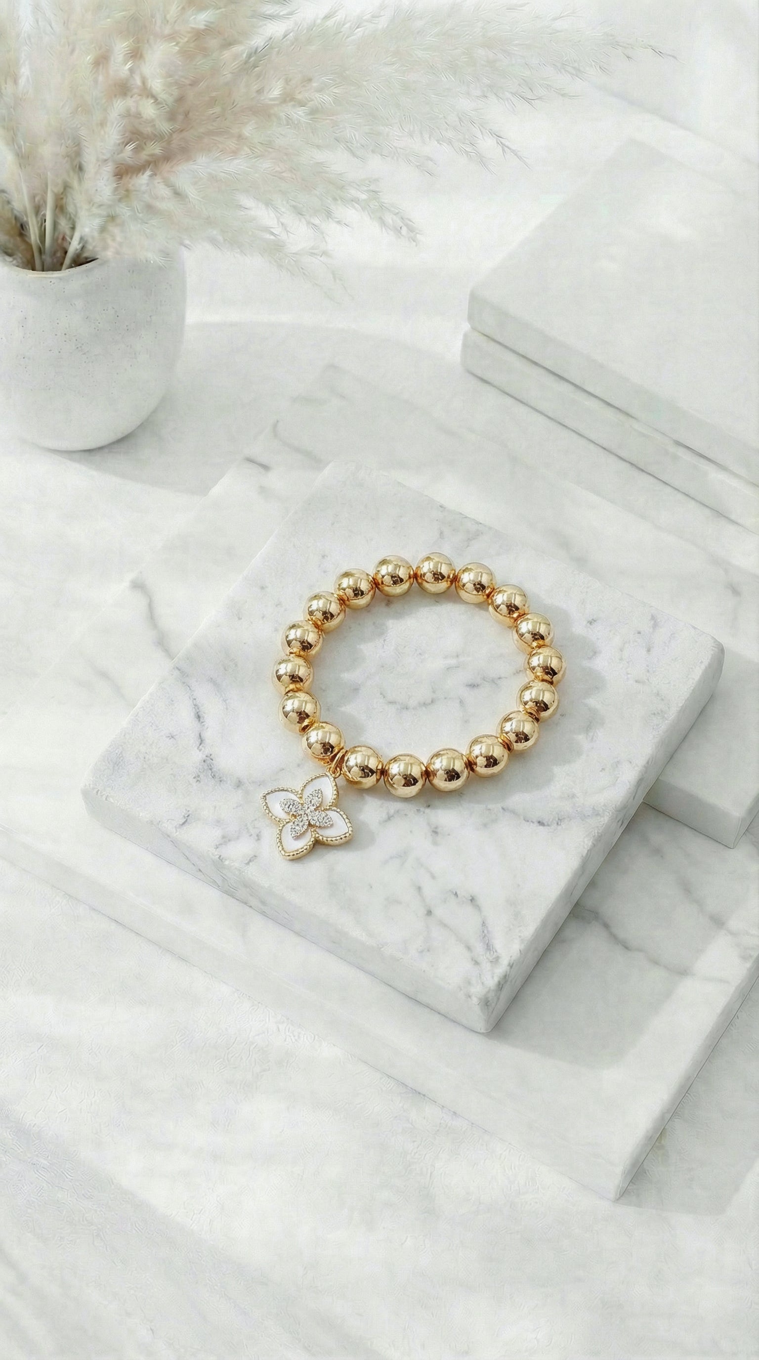 Perlenarmband Perlmutt Flower *Gold*