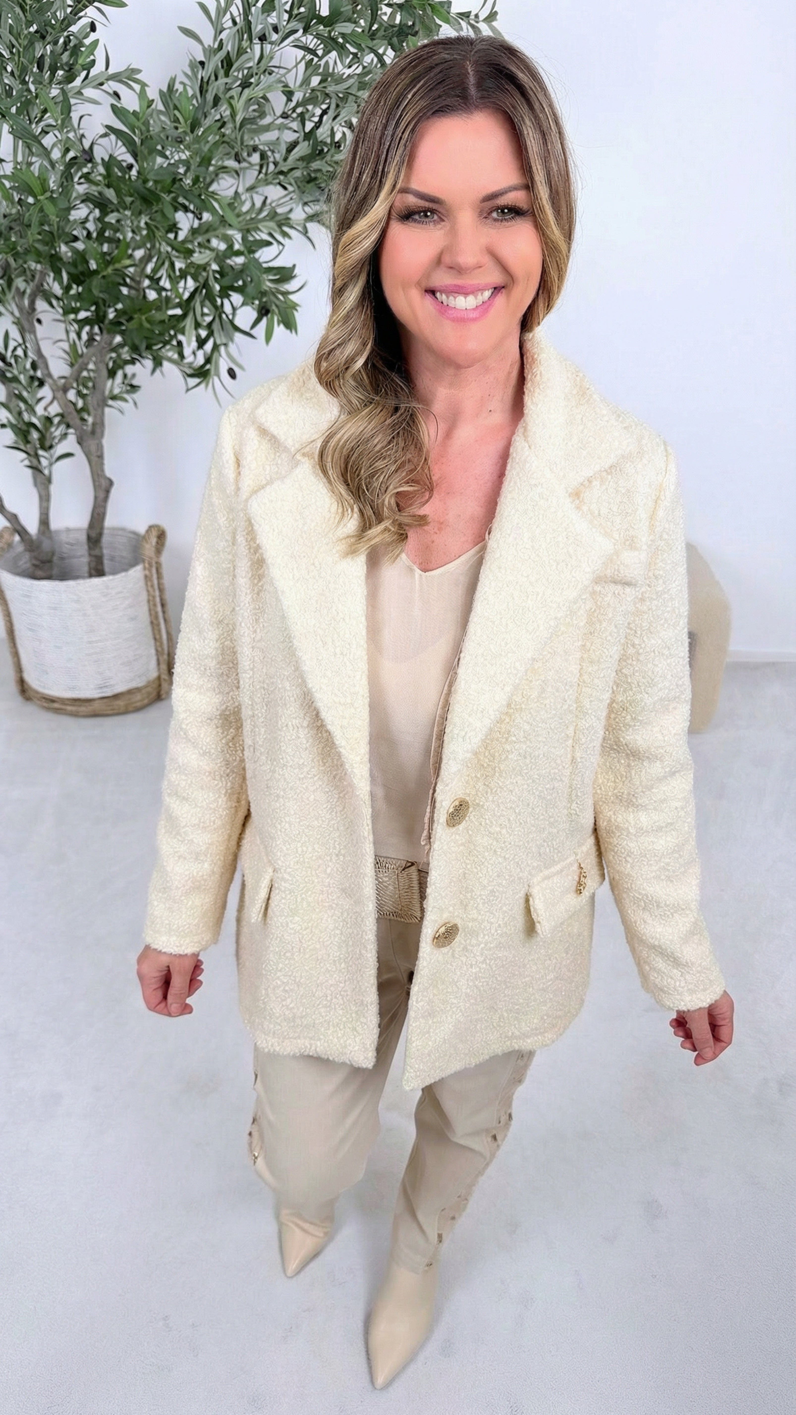 Bouclé Jacke Soft Ivory *Creme*
