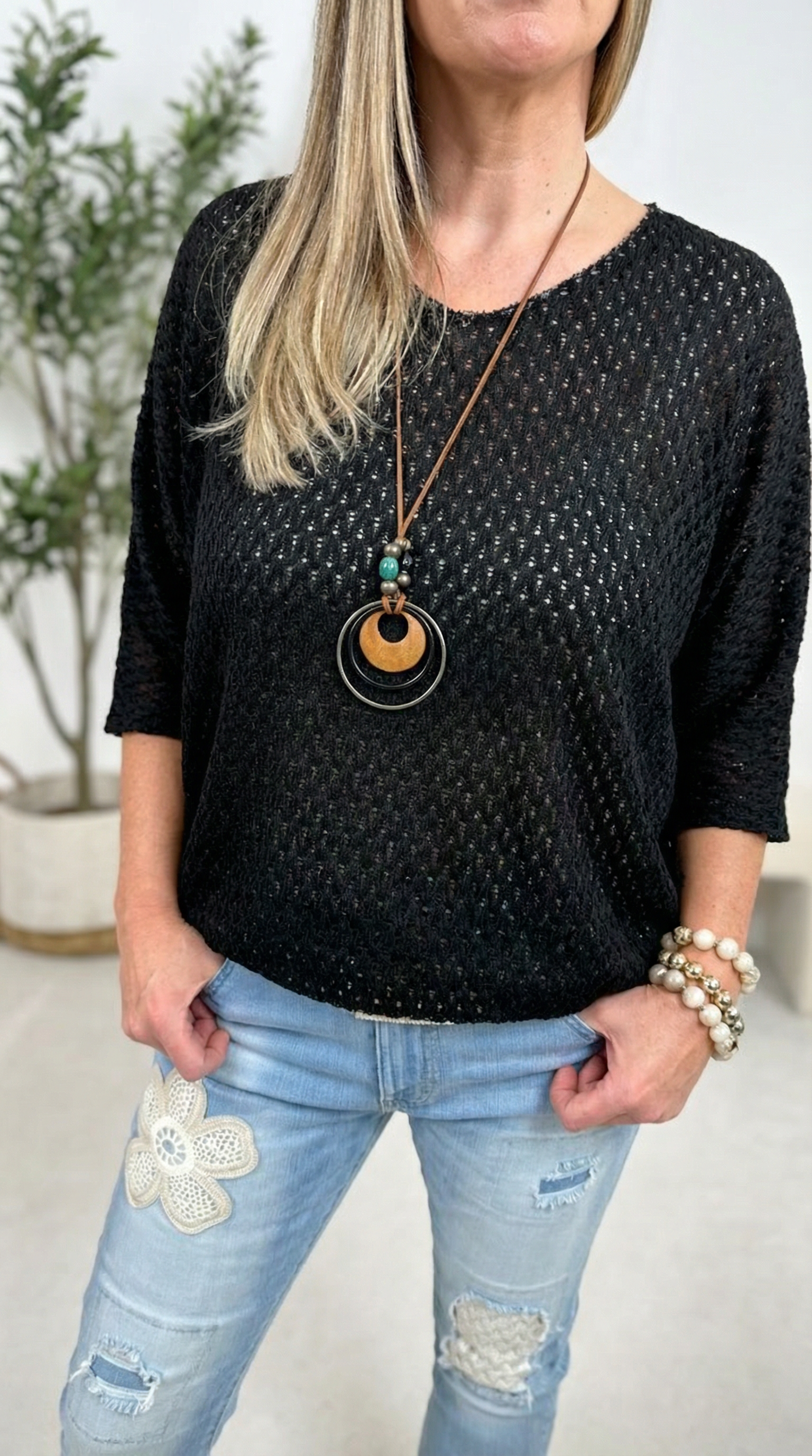 Langarmshirt Portofino Whisper *Schwarz*