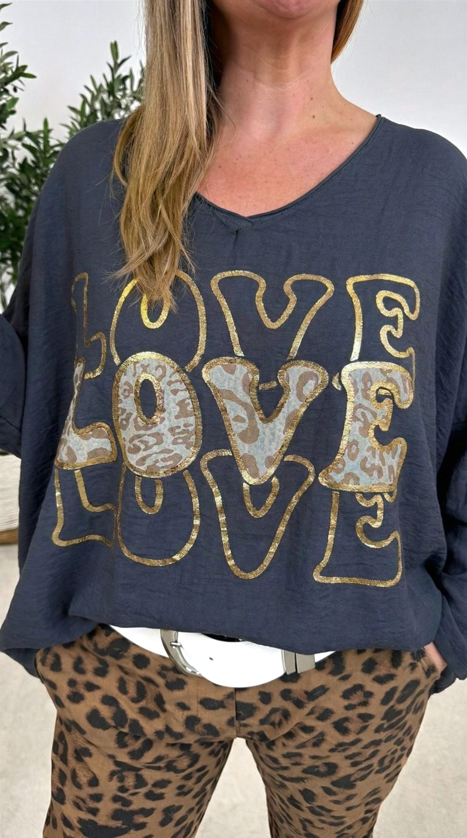 Blusenshirt Love Rules *Schwarz*