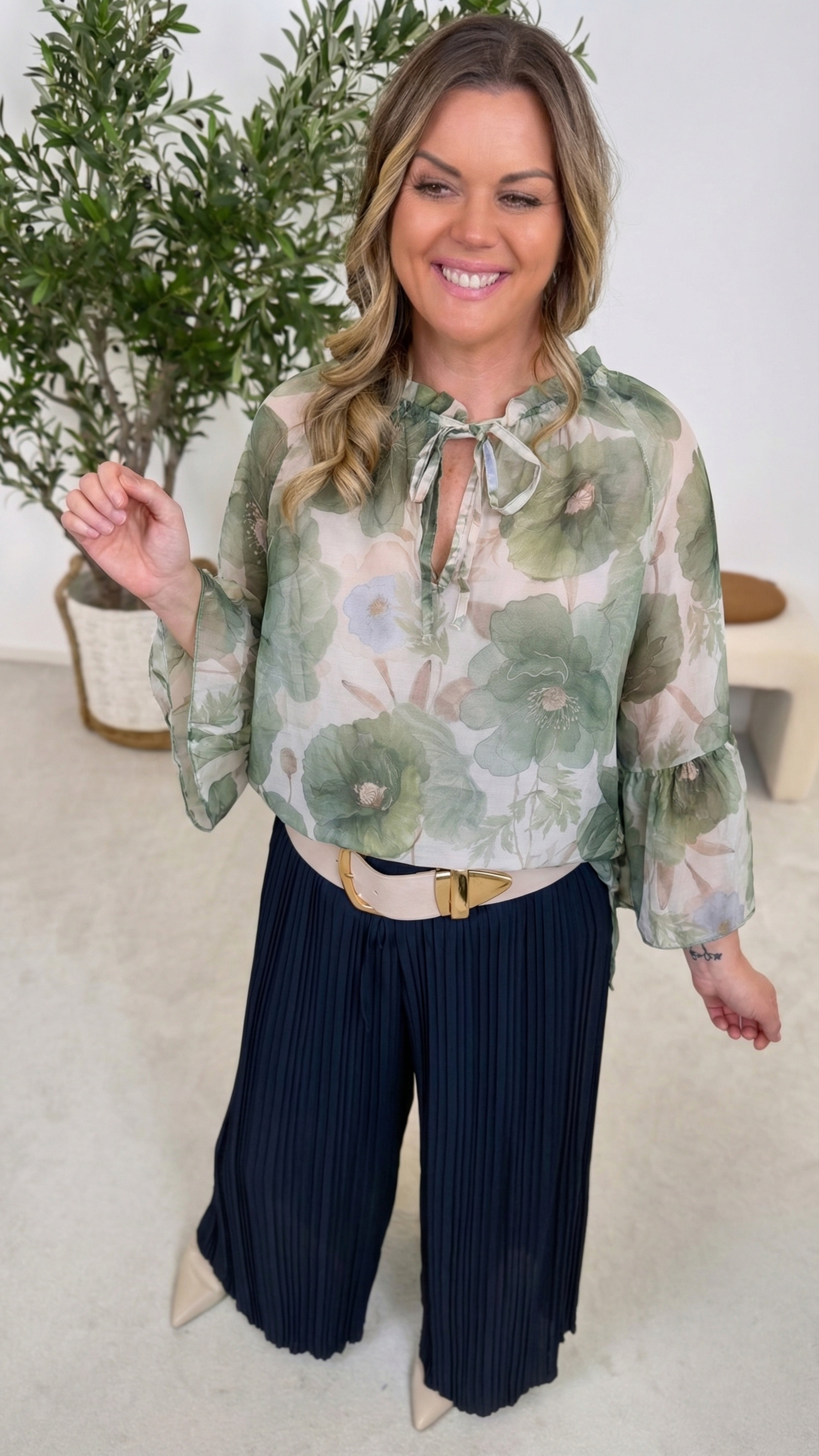 Bluse Romantic Bloom *Khaki*