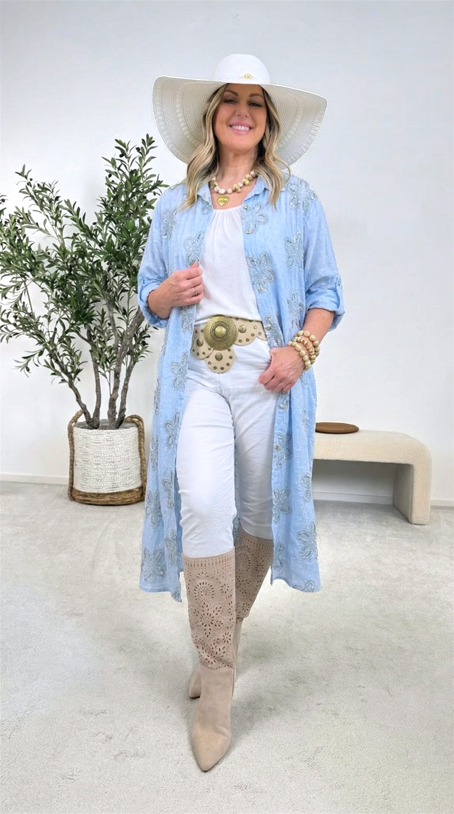 Blusenkleid Magic Blossom *Blau* (lieferbar ab 23.3.26)