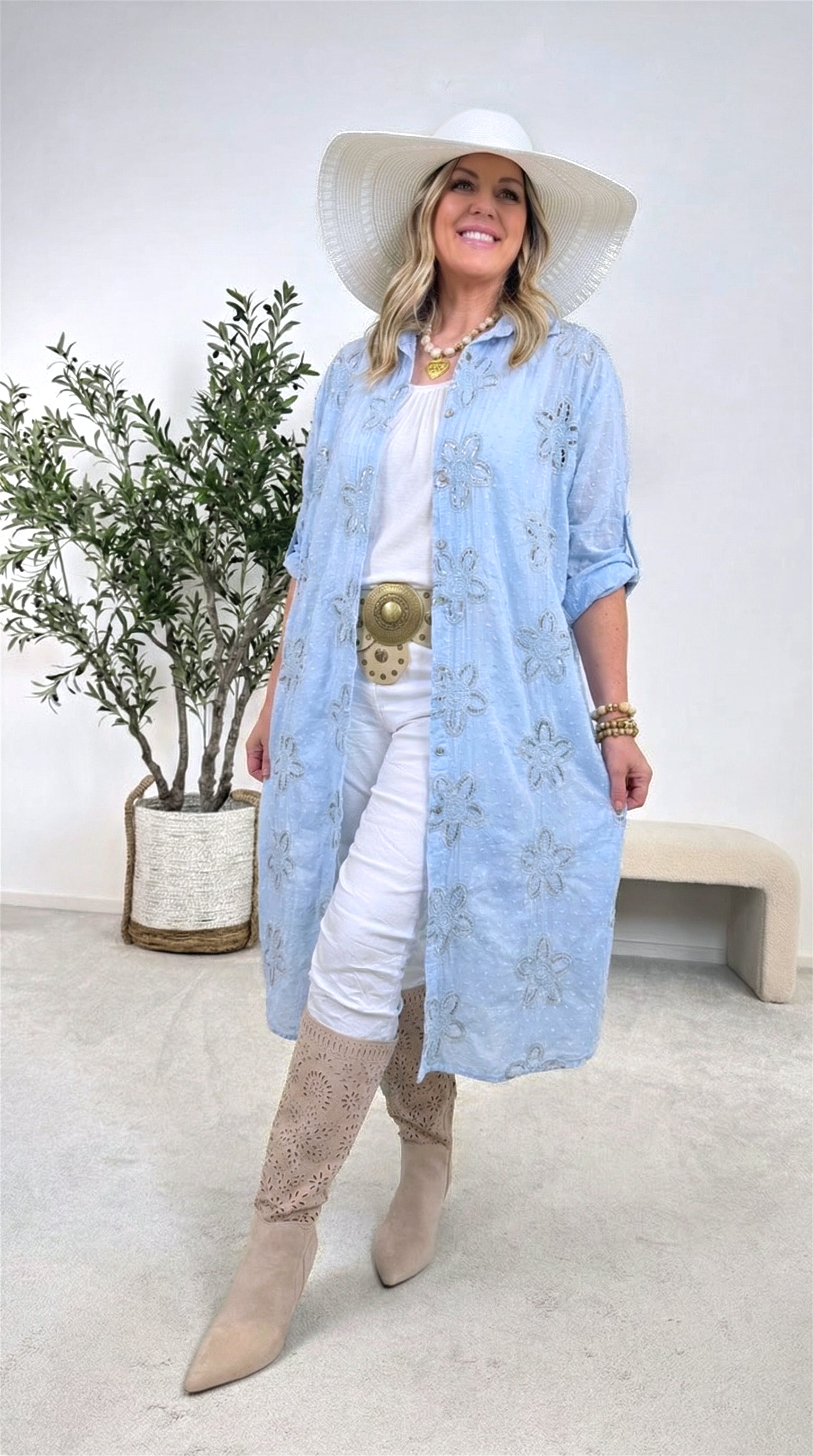 Blusenkleid Magic Blossom *Blau* (lieferbar ab 23.3.26)