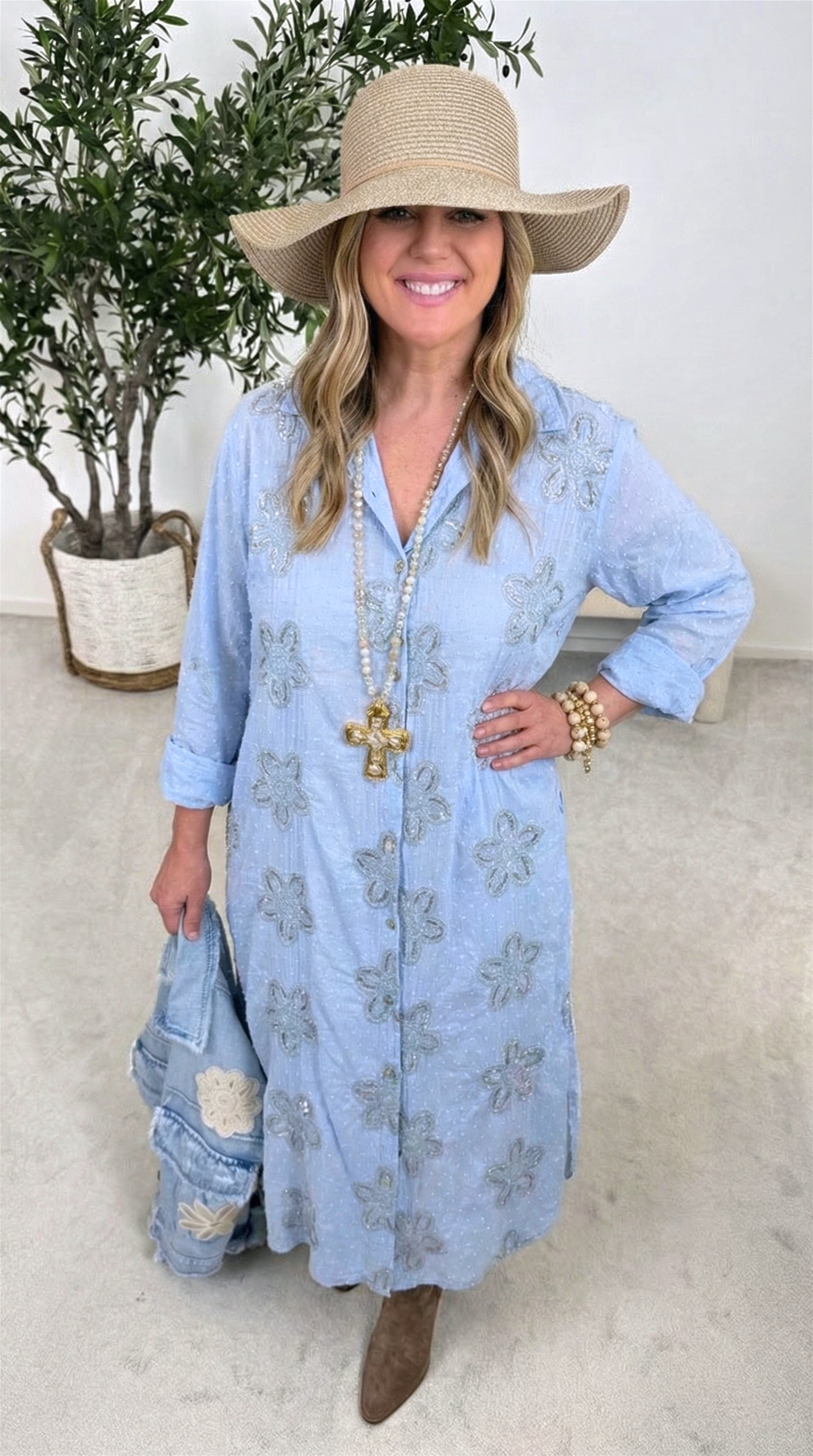 Blusenkleid Magic Blossom *Blau* (lieferbar ab 23.3.26)