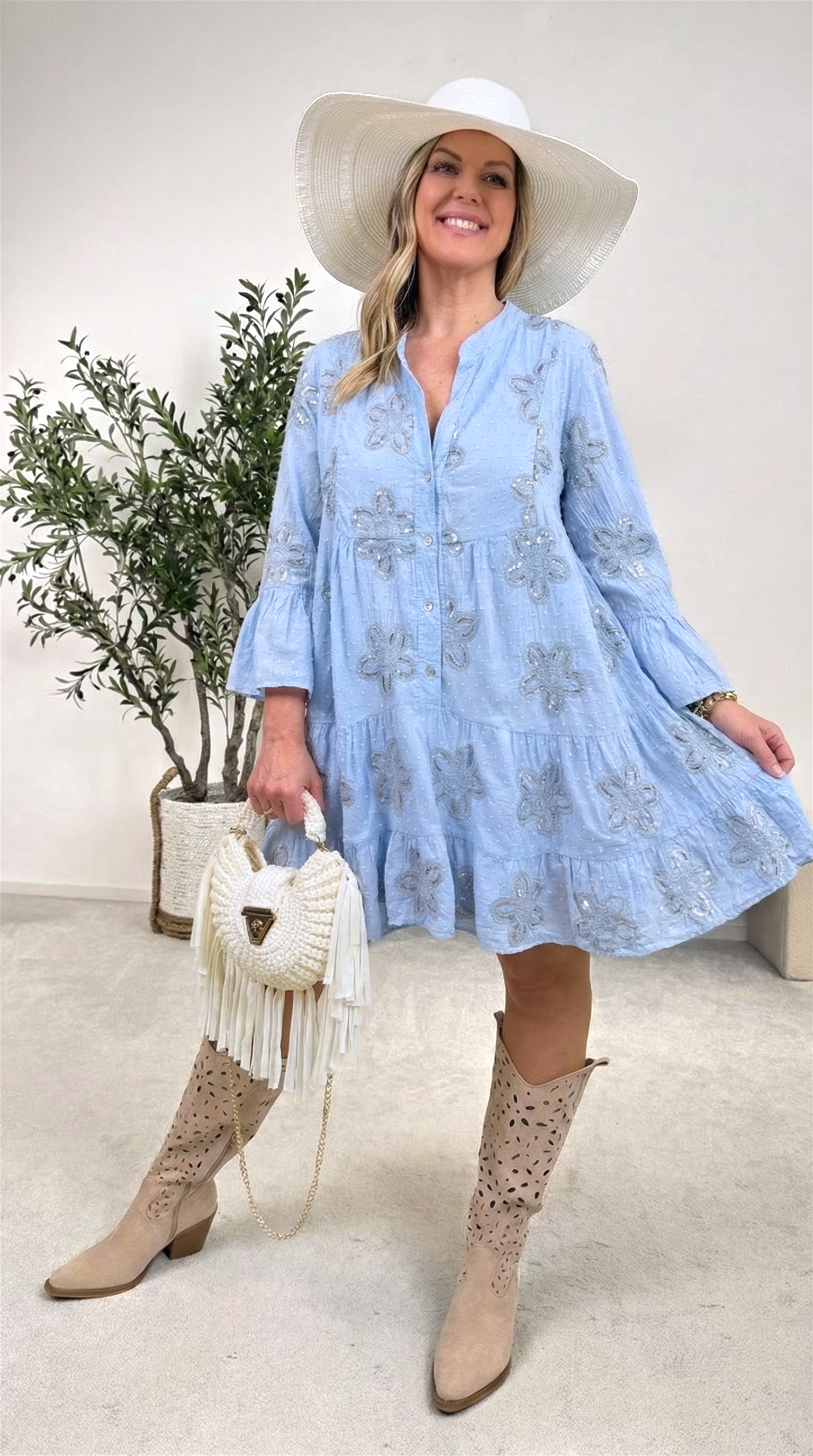 Tunika Kleid Garden Dream *Blau* (lieferbar ab 23.3.26)