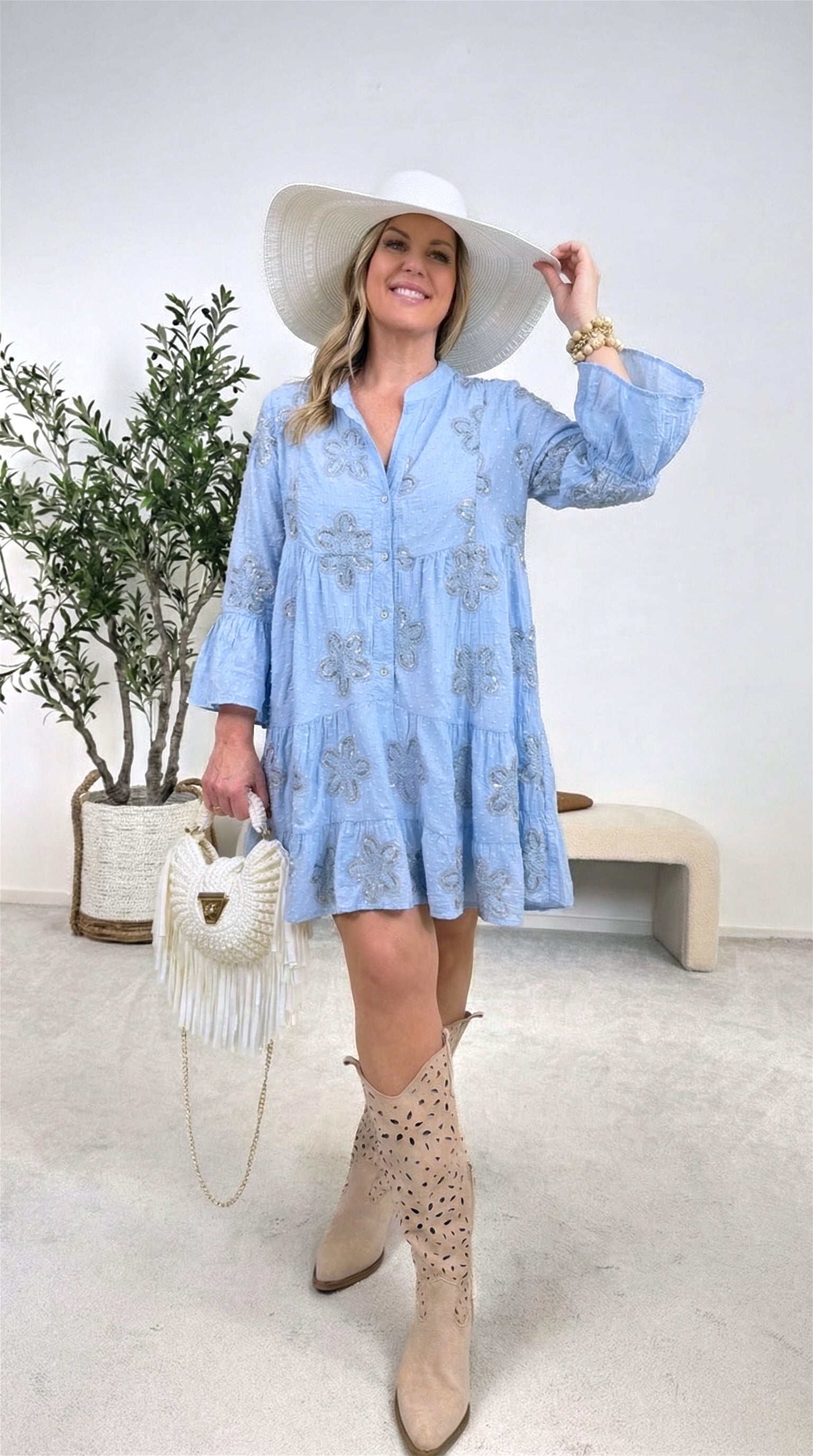 Tunika Kleid Garden Dream *Blau* (lieferbar ab 23.3.26)