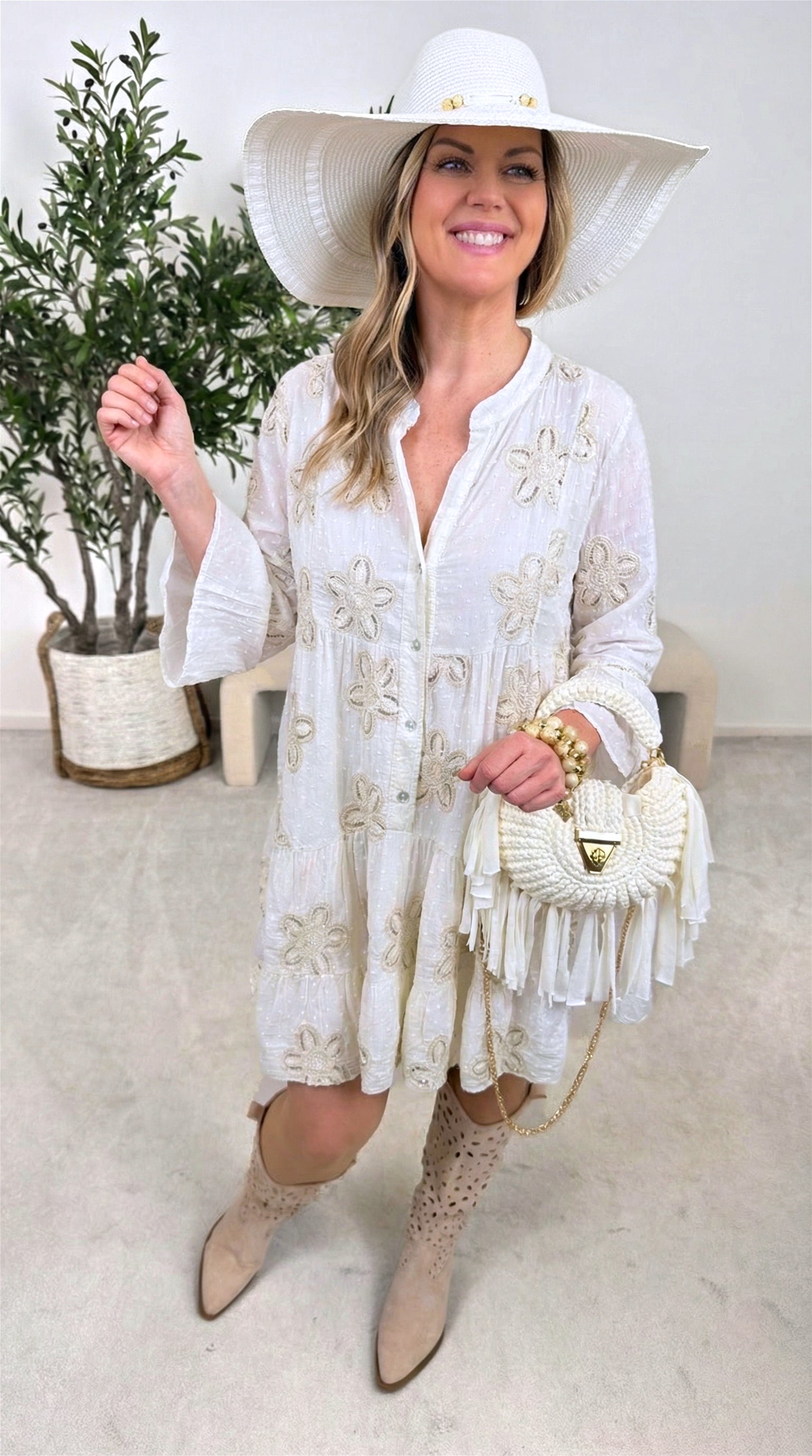 Tunika Kleid Garden Dream *Creme*