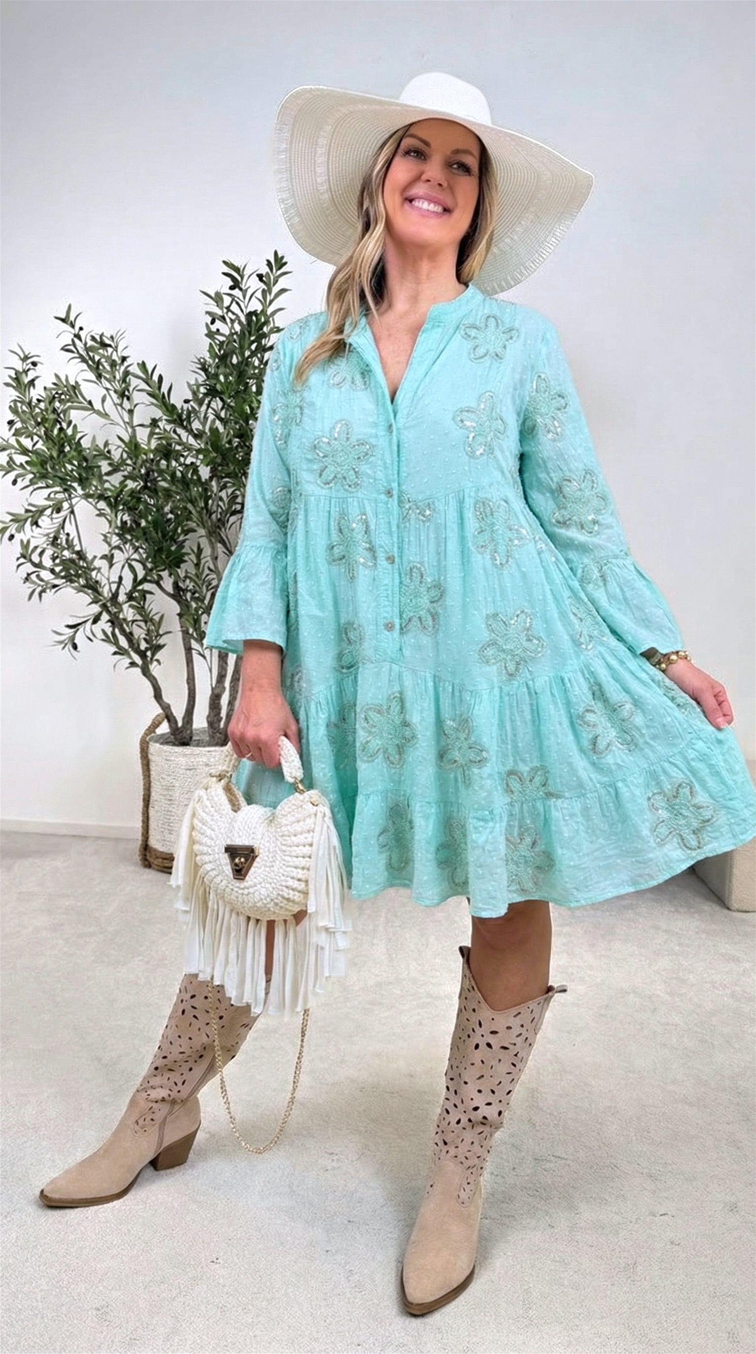 Tunika Kleid Garden Dream *Türkis* (lieferbar ab 23.3.26)