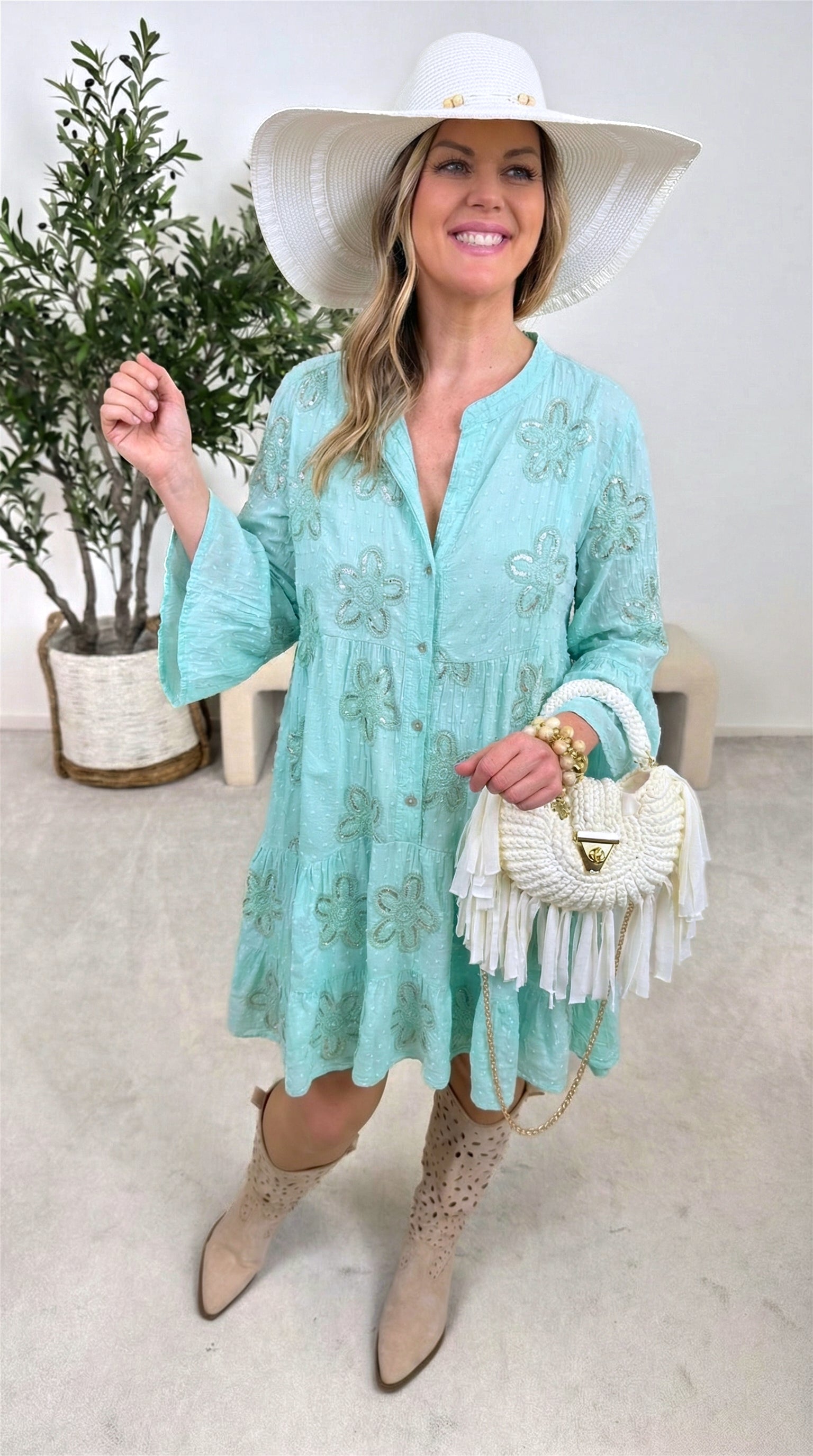 Tunika Kleid Garden Dream *Türkis* (lieferbar ab 23.3.26)