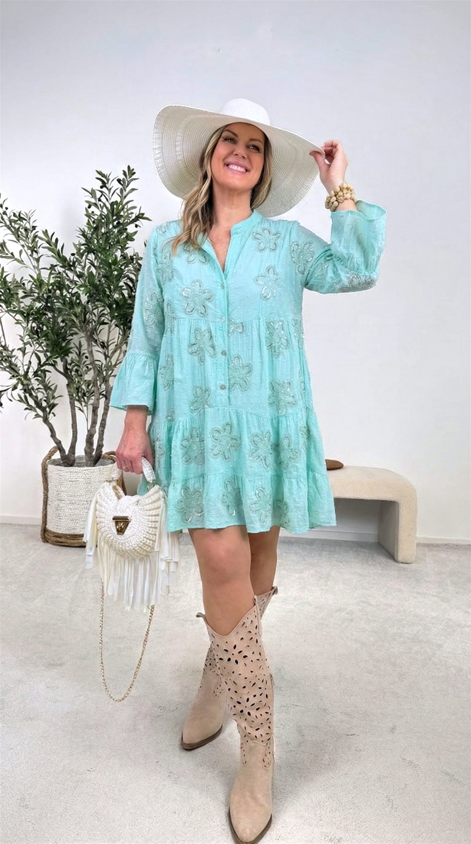 Tunika Kleid Garden Dream *Türkis* (lieferbar ab 23.3.26)