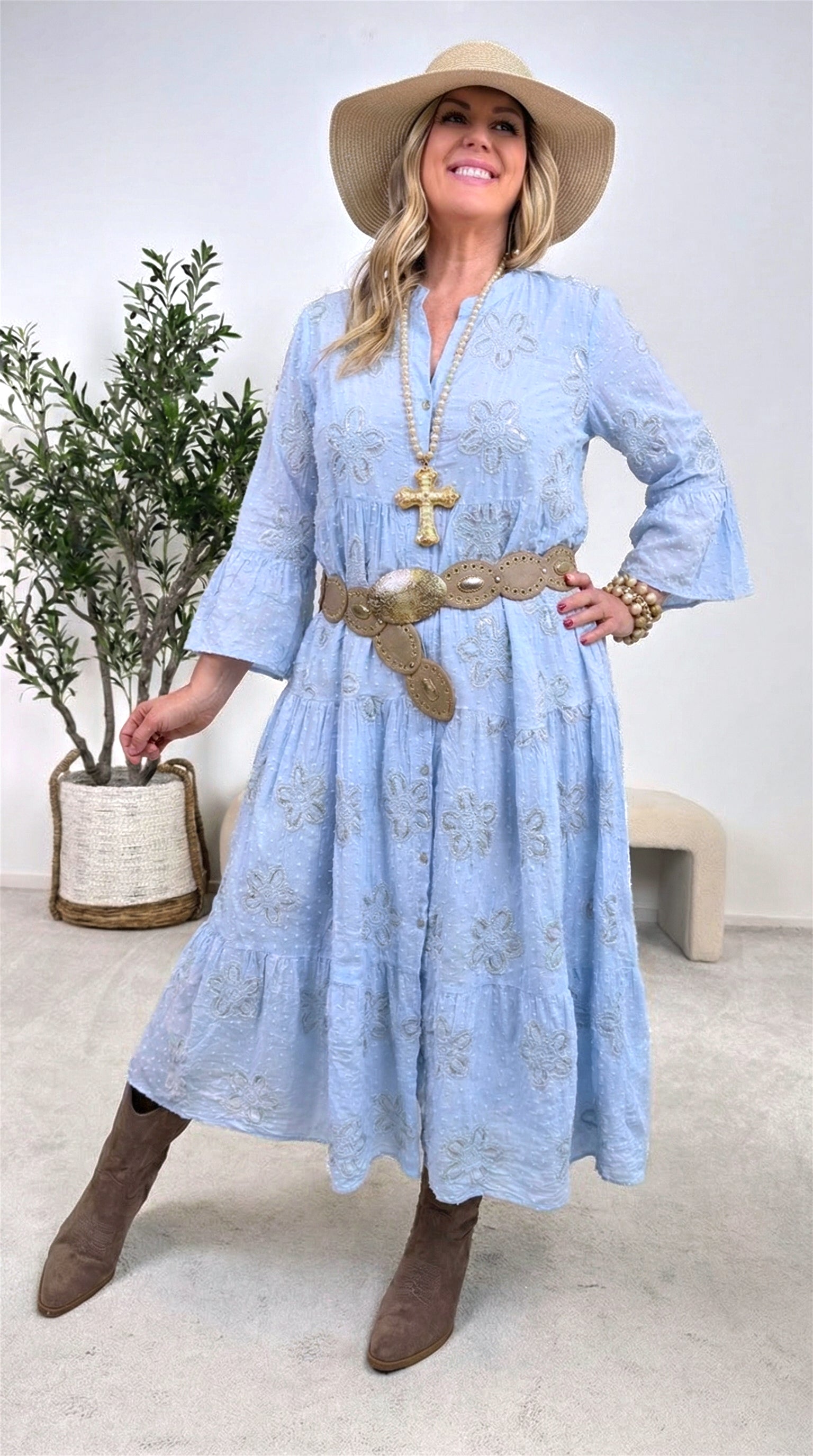 Blusenkleid Lovely Flower *Blau*