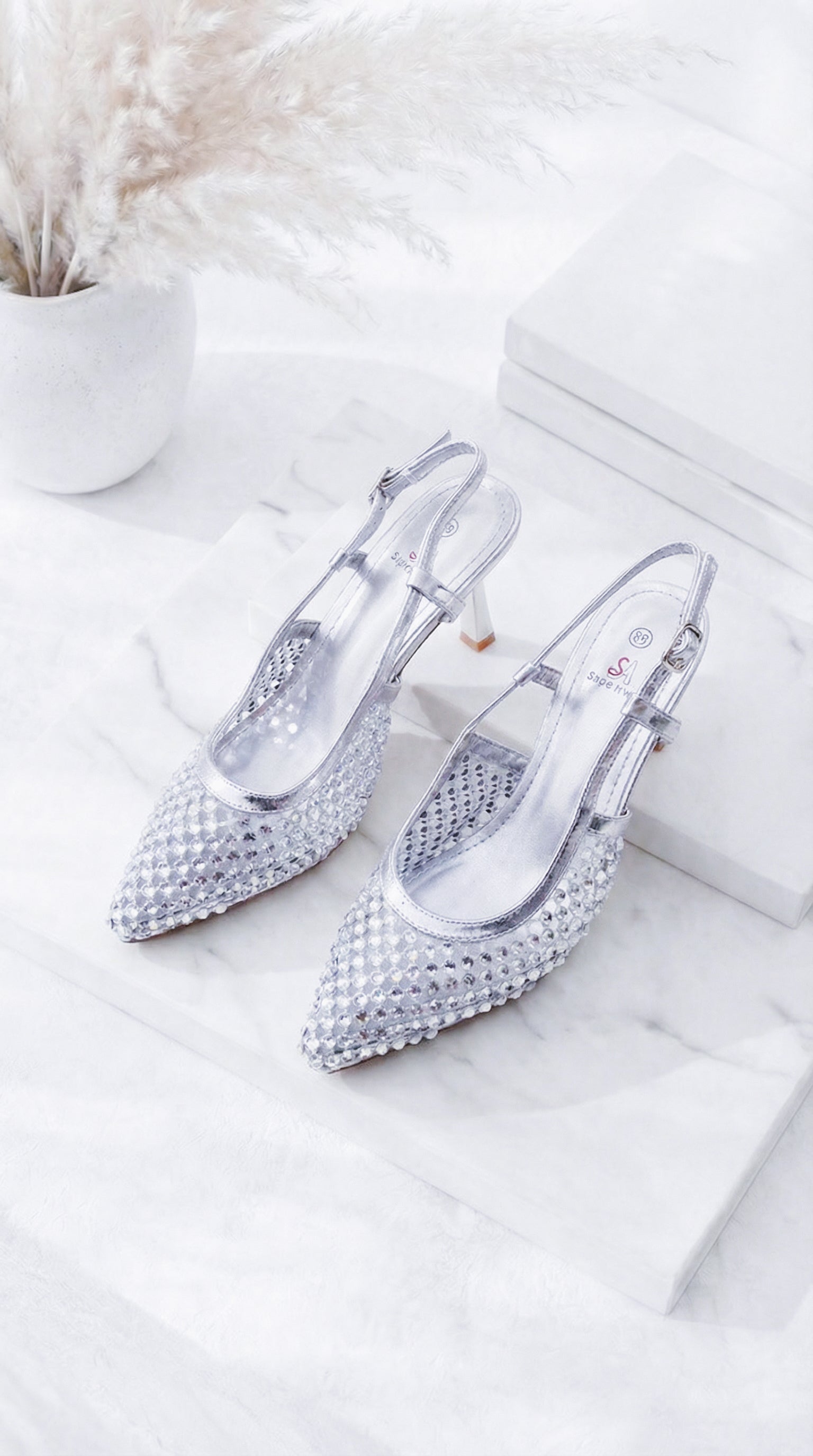 Absatzsandale Diamond Step *Silber*